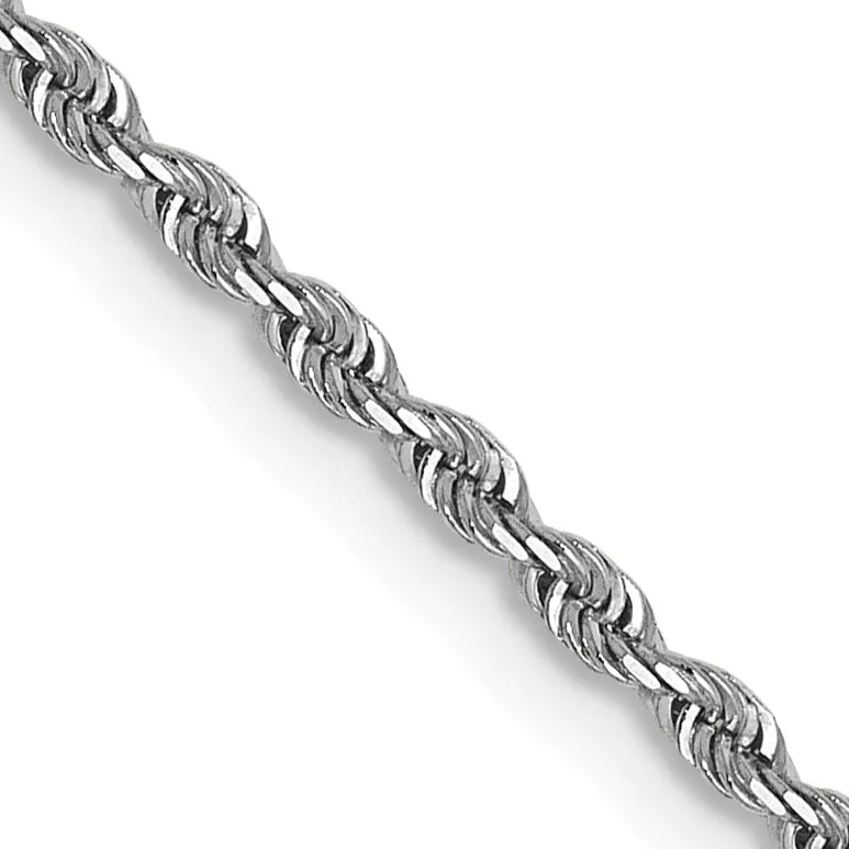 1.3mm 14K White Gold Diamond-Cut Rope Chain