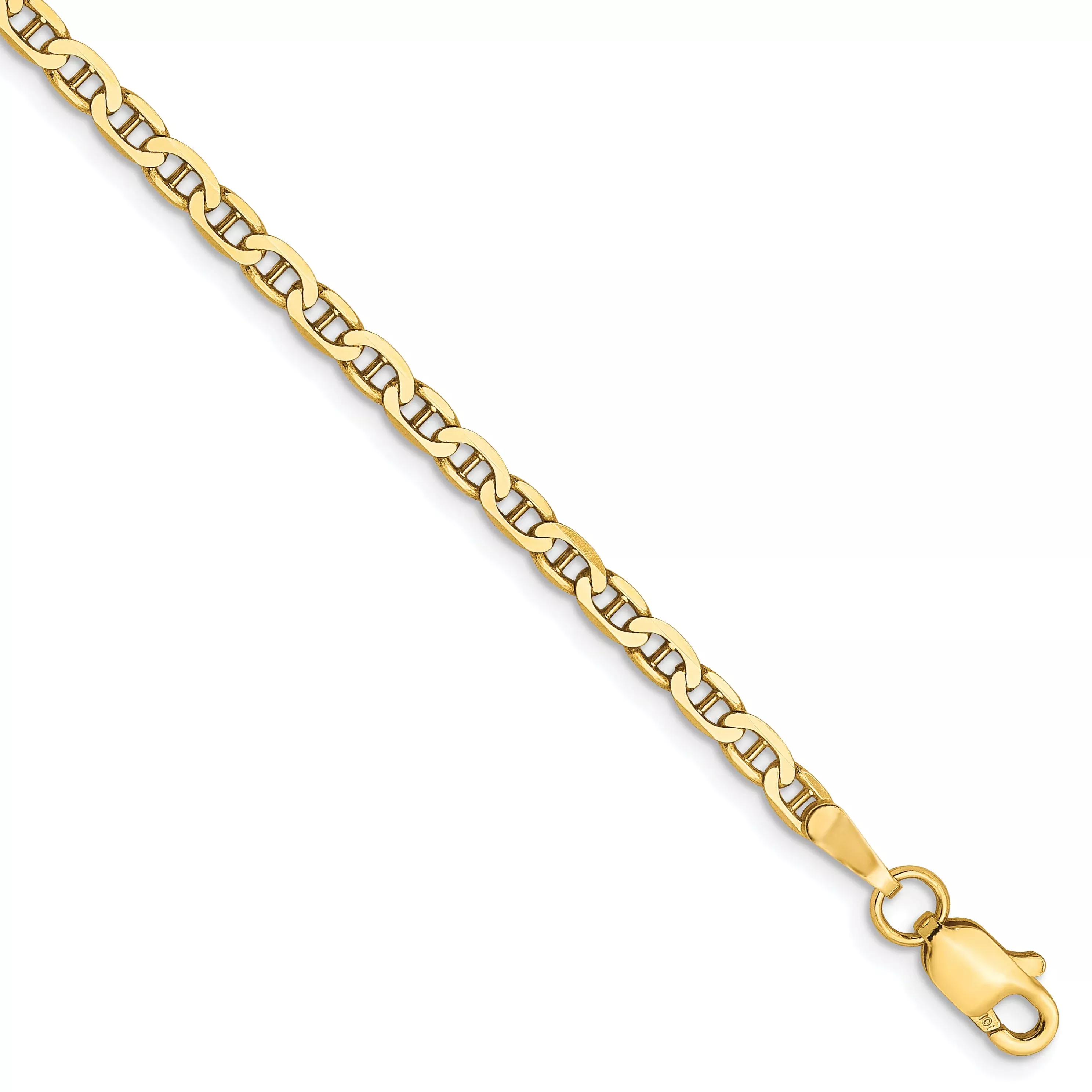 10 Inch 10K 2.4mm Flat Anchor Chain Anklet