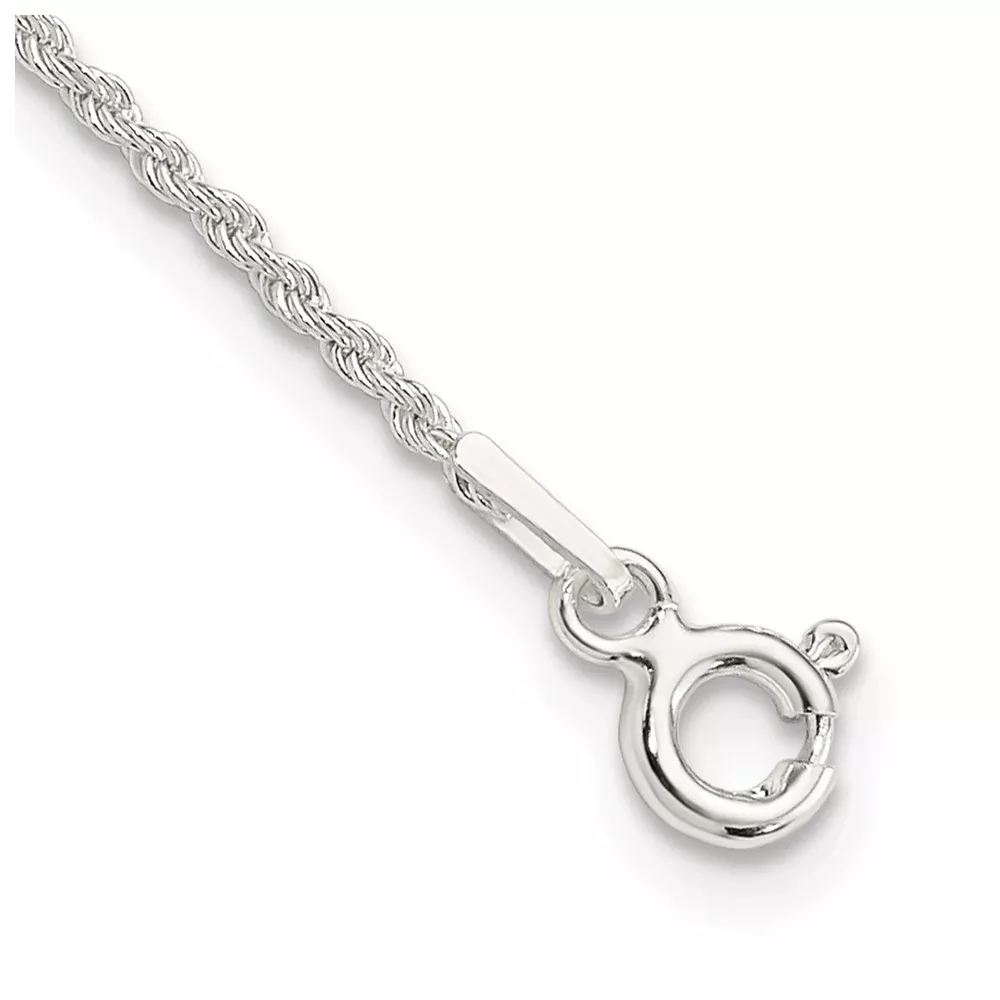 10 Inch Sterling Silver 1.3mm Solid Rope Chain Anklet