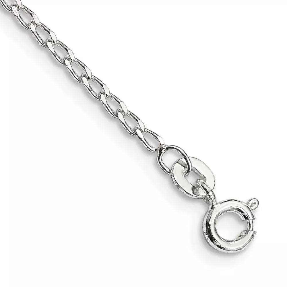10 Inch Sterling Silver 1.5mm Open Elongated Link Chain Anklet