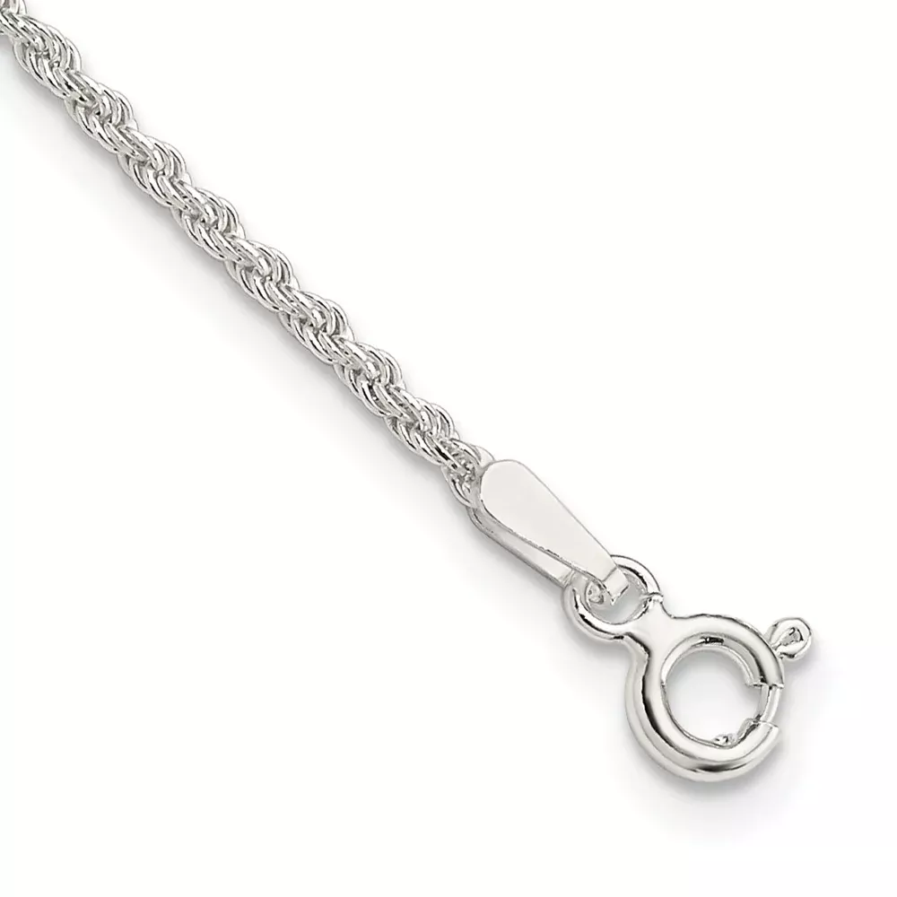 10 Inch Sterling Silver 1.5mm Solid Rope Chain Anklet