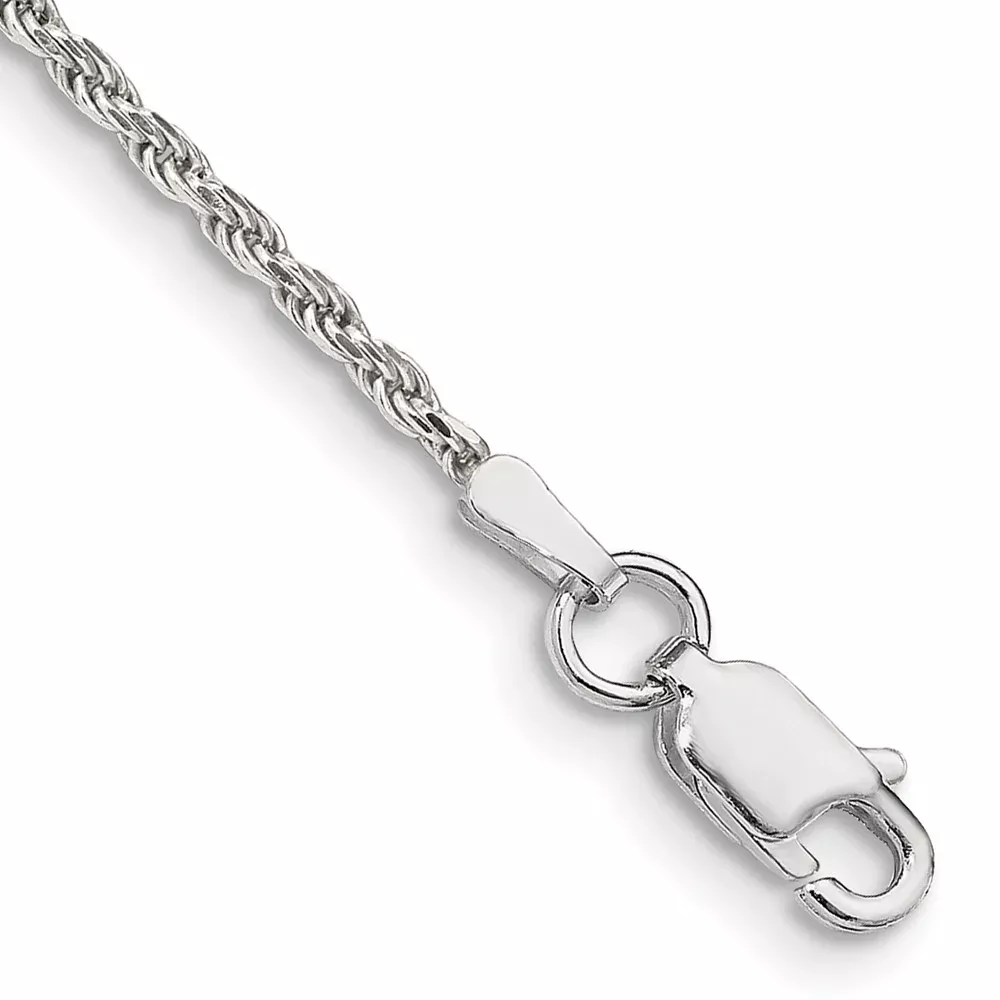 10 Inch Sterling Silver 1.7mm Diamond-Cut Rope Chain Anklet
