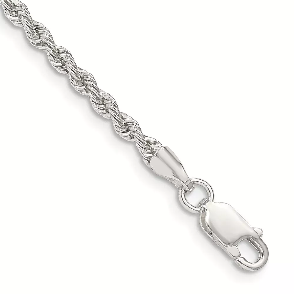 10 Inch Sterling Silver 2.5mm Solid Rope Chain Anklet