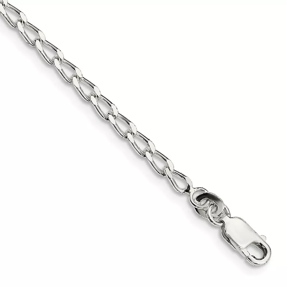 10 Inch Sterling Silver 2.8mm Open Elongated Link Chain Anklet