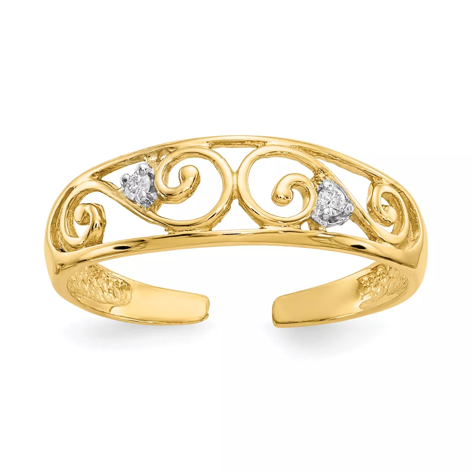 10k .02ct Diamond Scroll Toe Ring