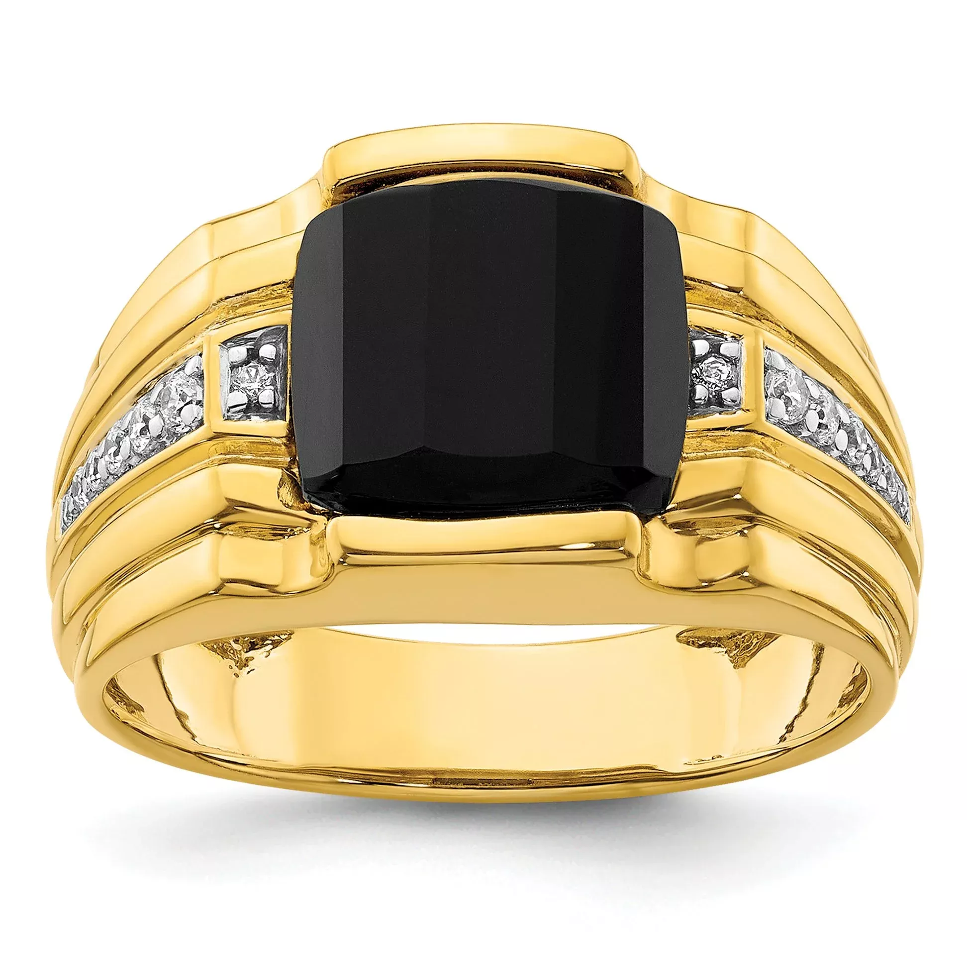 10k 1/8 carat Lab Grown Diamond VS/SI+ G+ and Onyx Complete Men's Ring