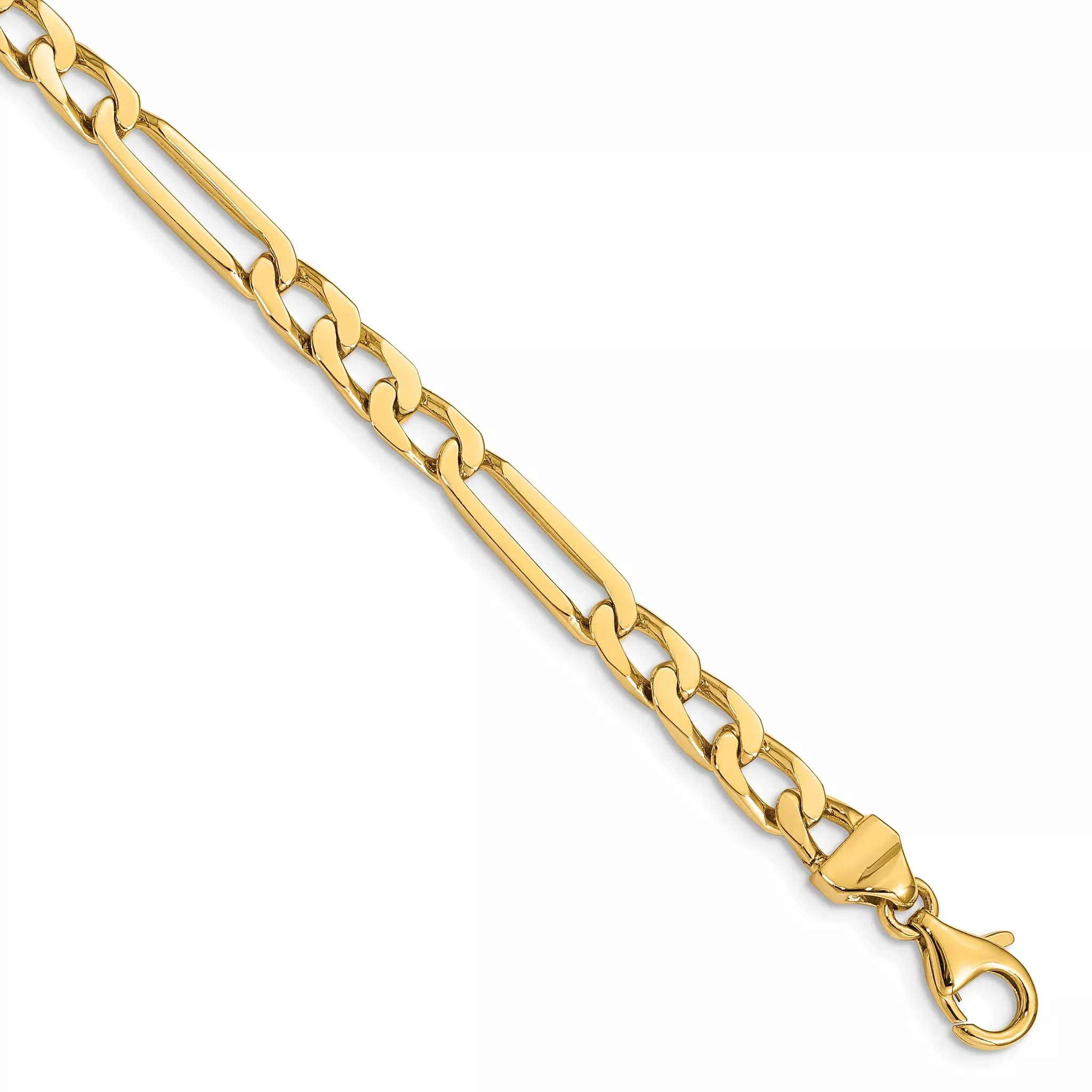 10k 5mm Hand-polished Figaro Link Bracelet