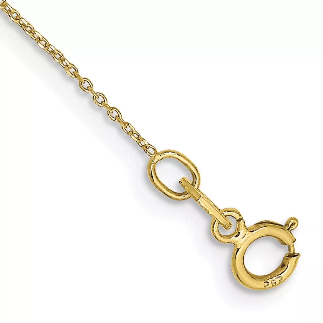 10k .6mm Diamond Cut Round Open Link Cable Chain Anklet