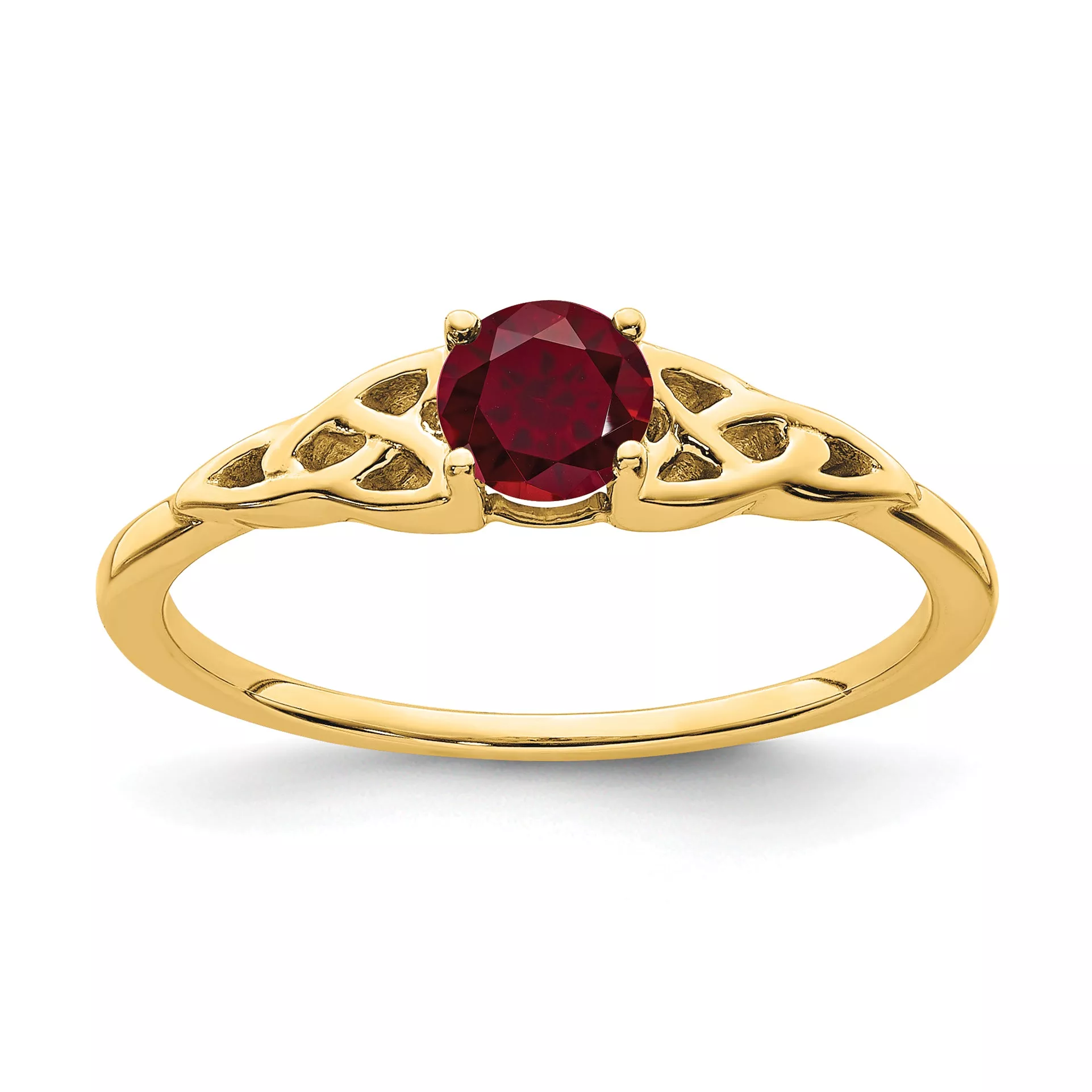 10k Created Ruby Celtic Knot Ring