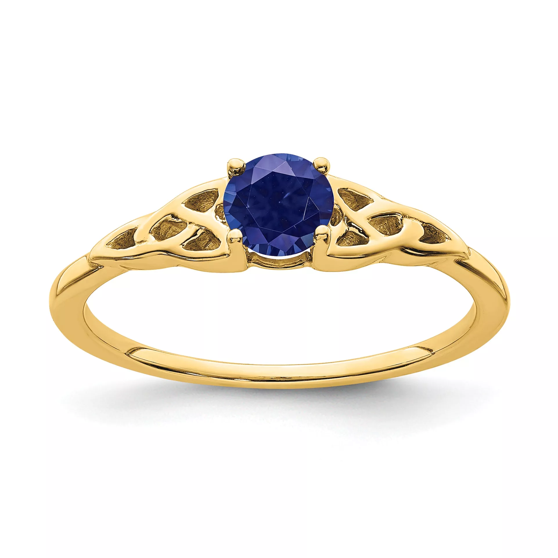 10k Created Sapphire Celtic Knot Ring