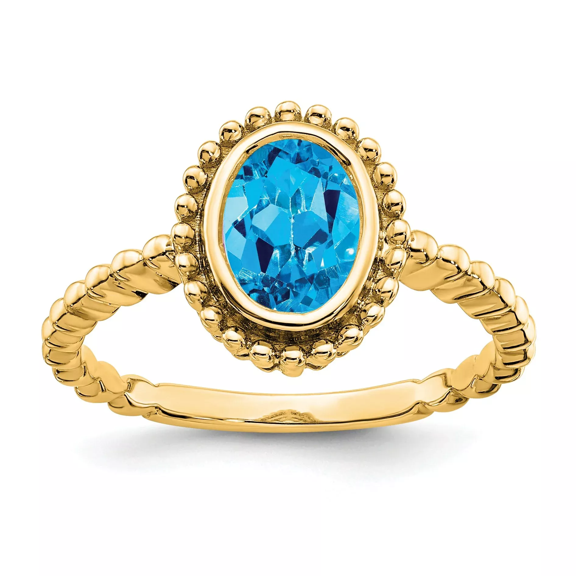 10k Oval Blue Topaz Ring