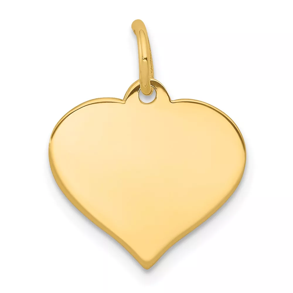 10k Plain .018 Gauge 14.5×12.6mm Heart Disc Charm