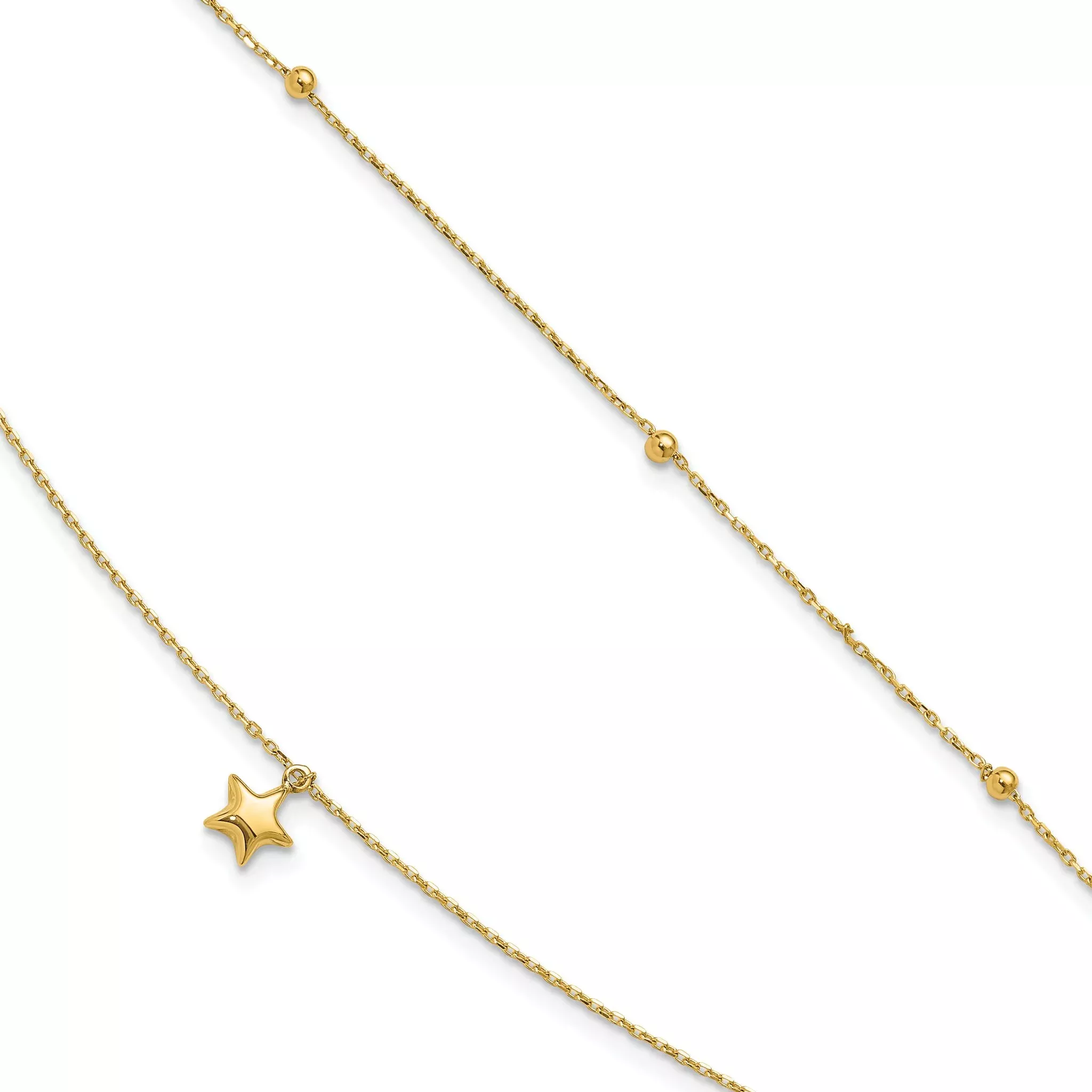 10K Polished 2-Strand Star 9in Plus 2in ext. Anklet