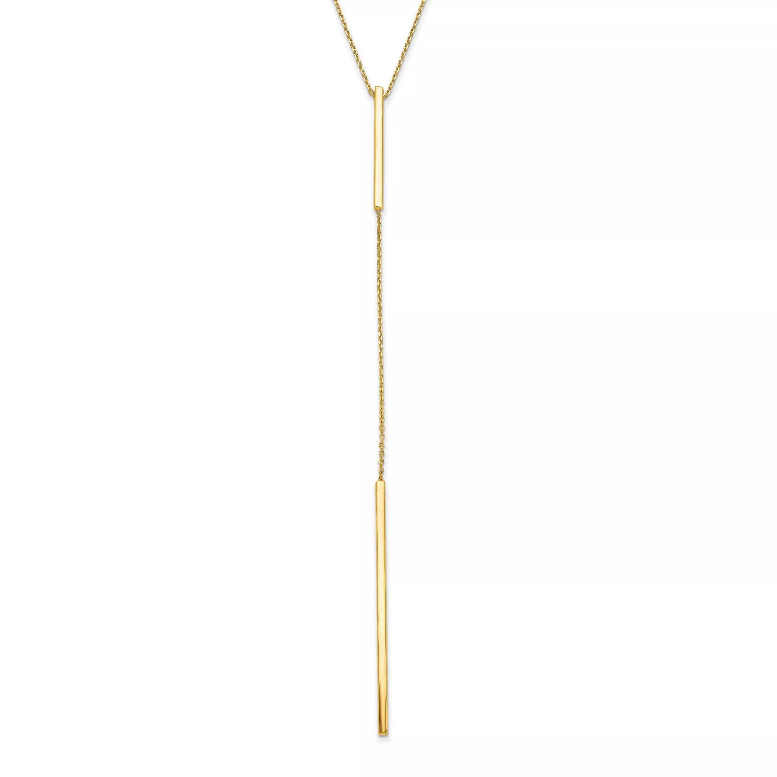 10K Polished Y-drop Bar With1in ext. Necklace