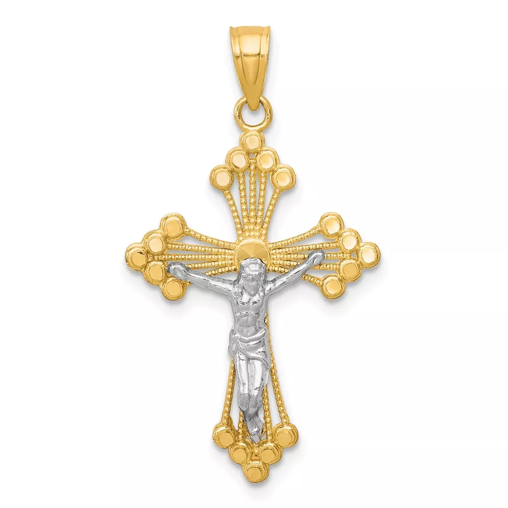 10k & Rhodium Crucifix Pendant