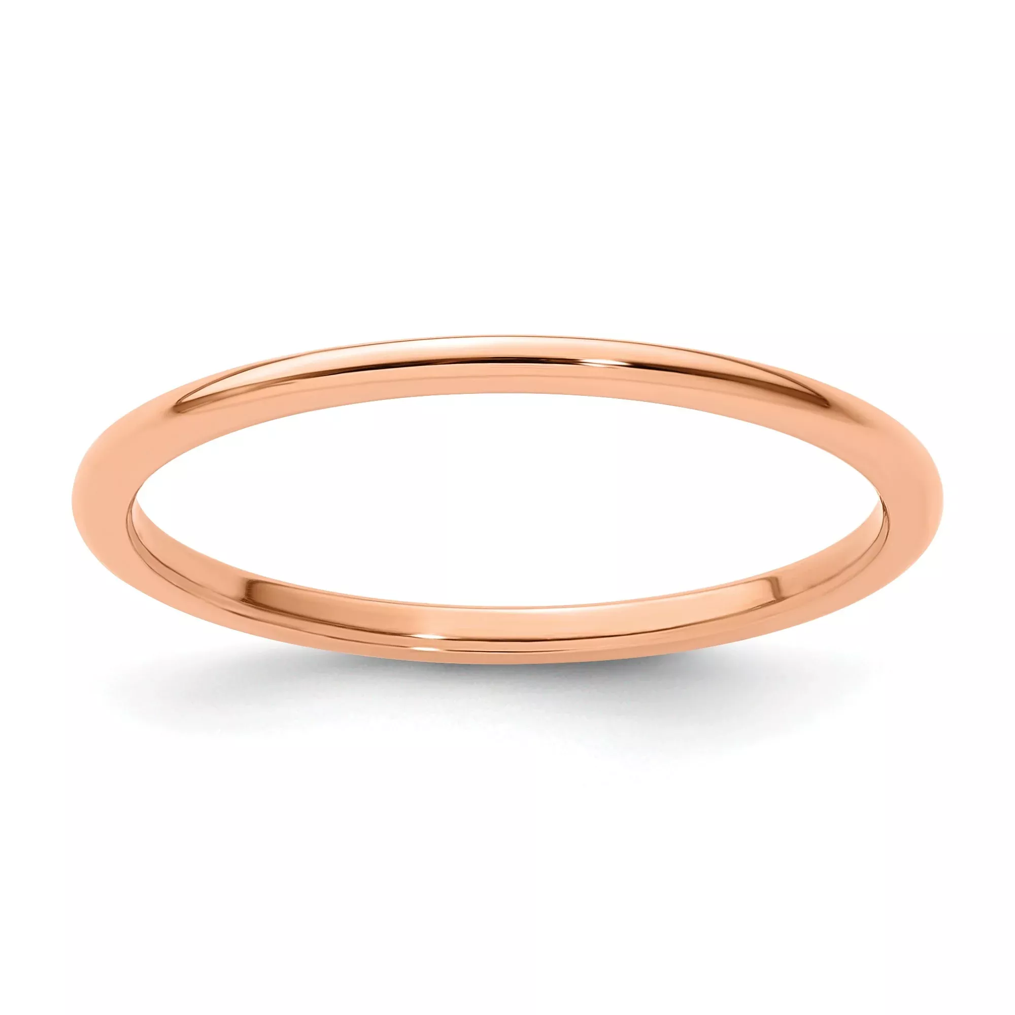 10k Rose Gold 1.2 mm Half Round Polished Stackable Wedding Band