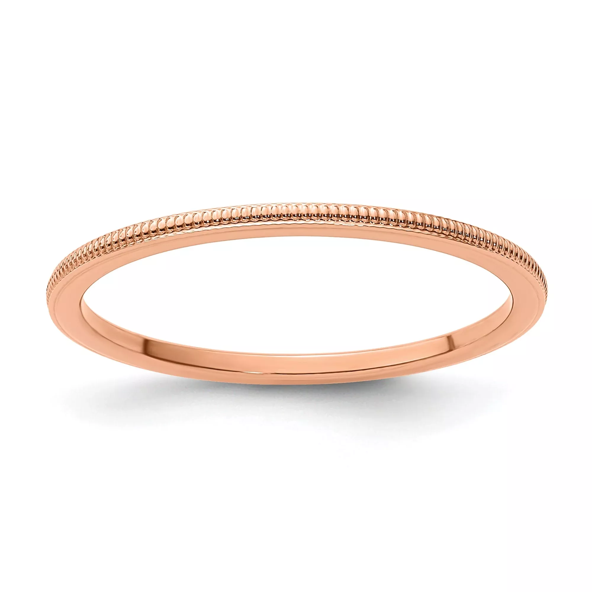 10k Rose Gold 1.2 mm Milgrain Polished Stackable Wedding Band