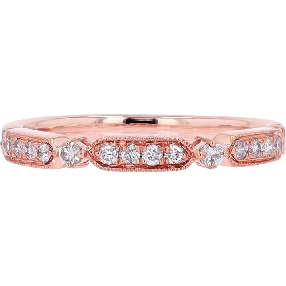 10K Rose Gold Diamond Band with Milgrain Detail - 1/5 Carat Total Diamond Weight