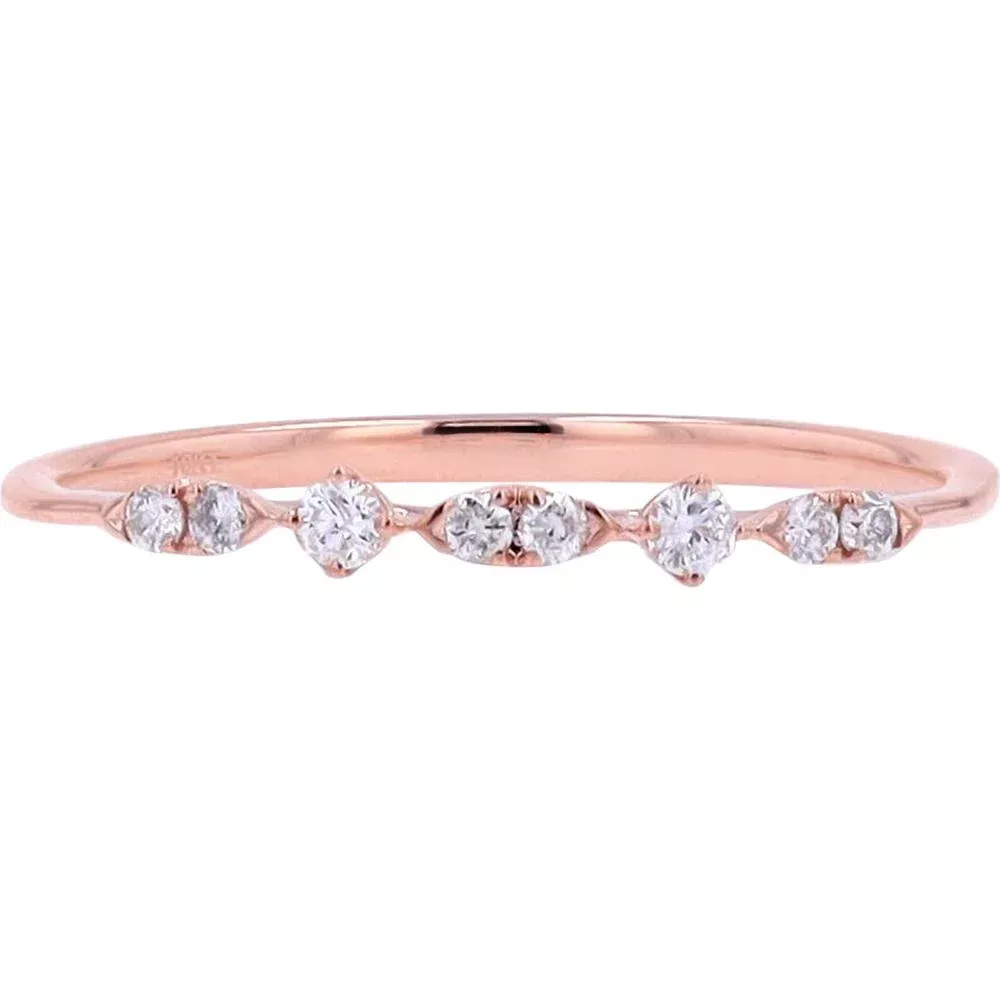 10K Rose Gold Diamond Band with Prong Set Round Diamonds - 0.10 Carat Total Diamond Weight