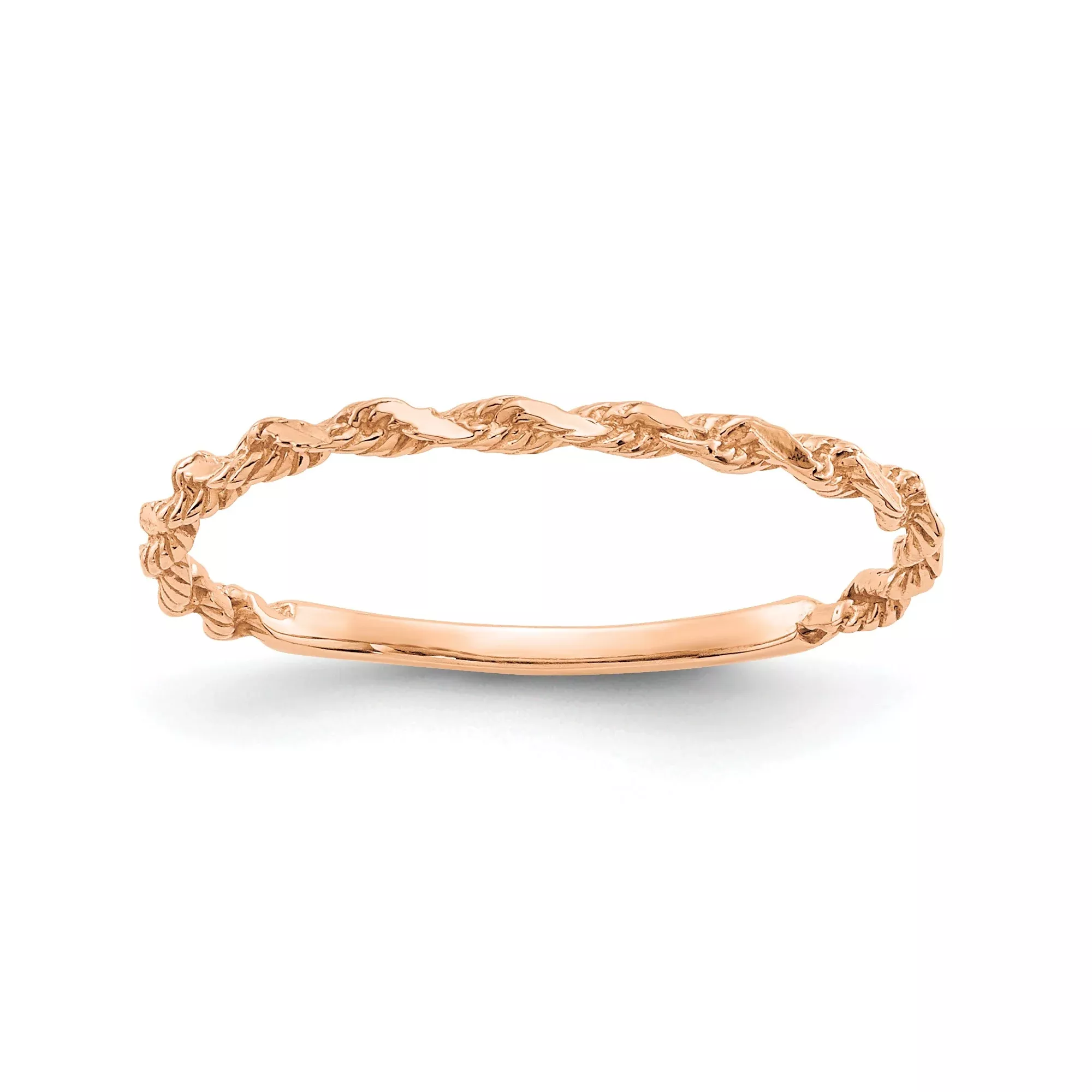 10k Rose Gold Diamond-Cut Rope Wedding Band Ring
