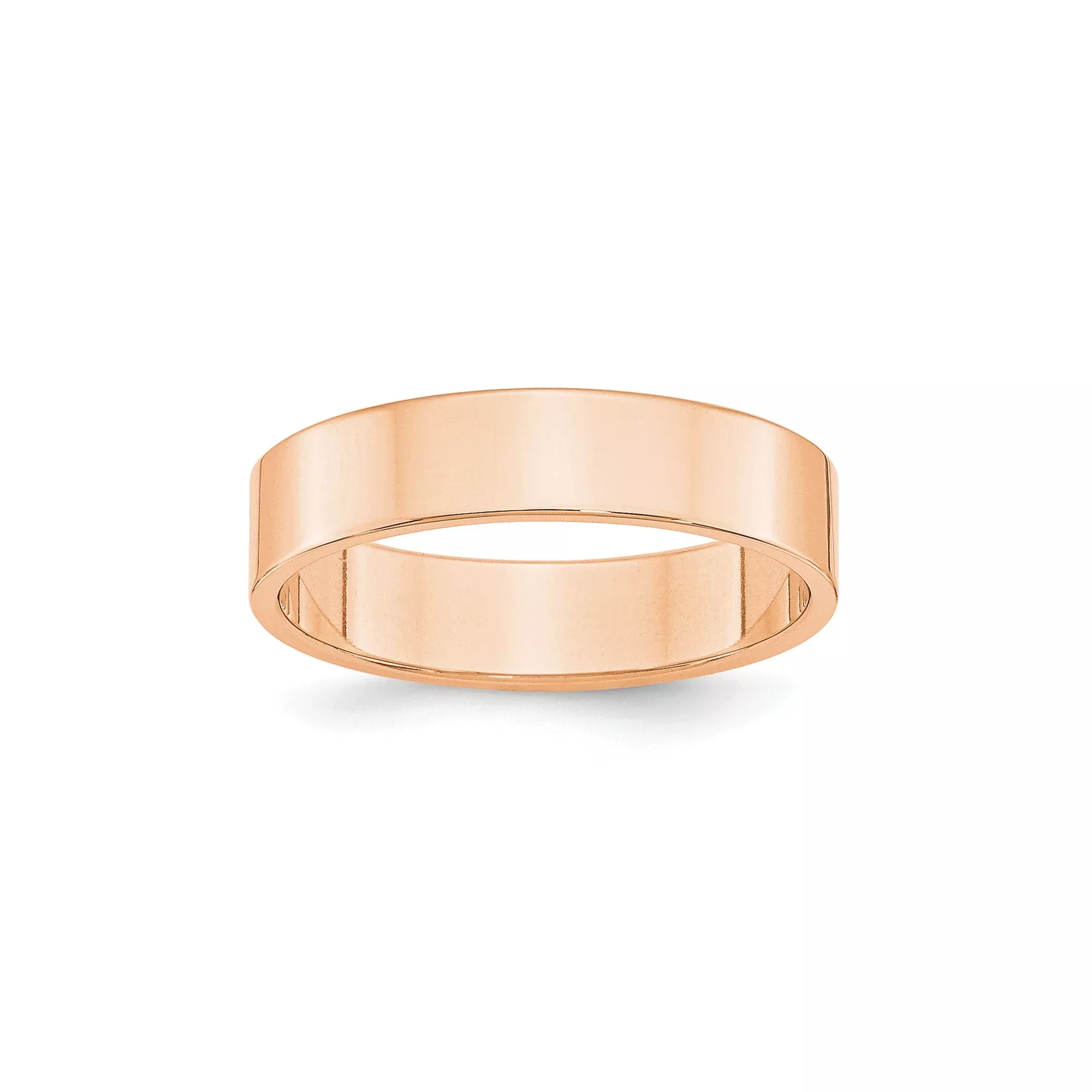 10k Rose Gold Flat Wedding Band, Lightweight Solid 5 mm