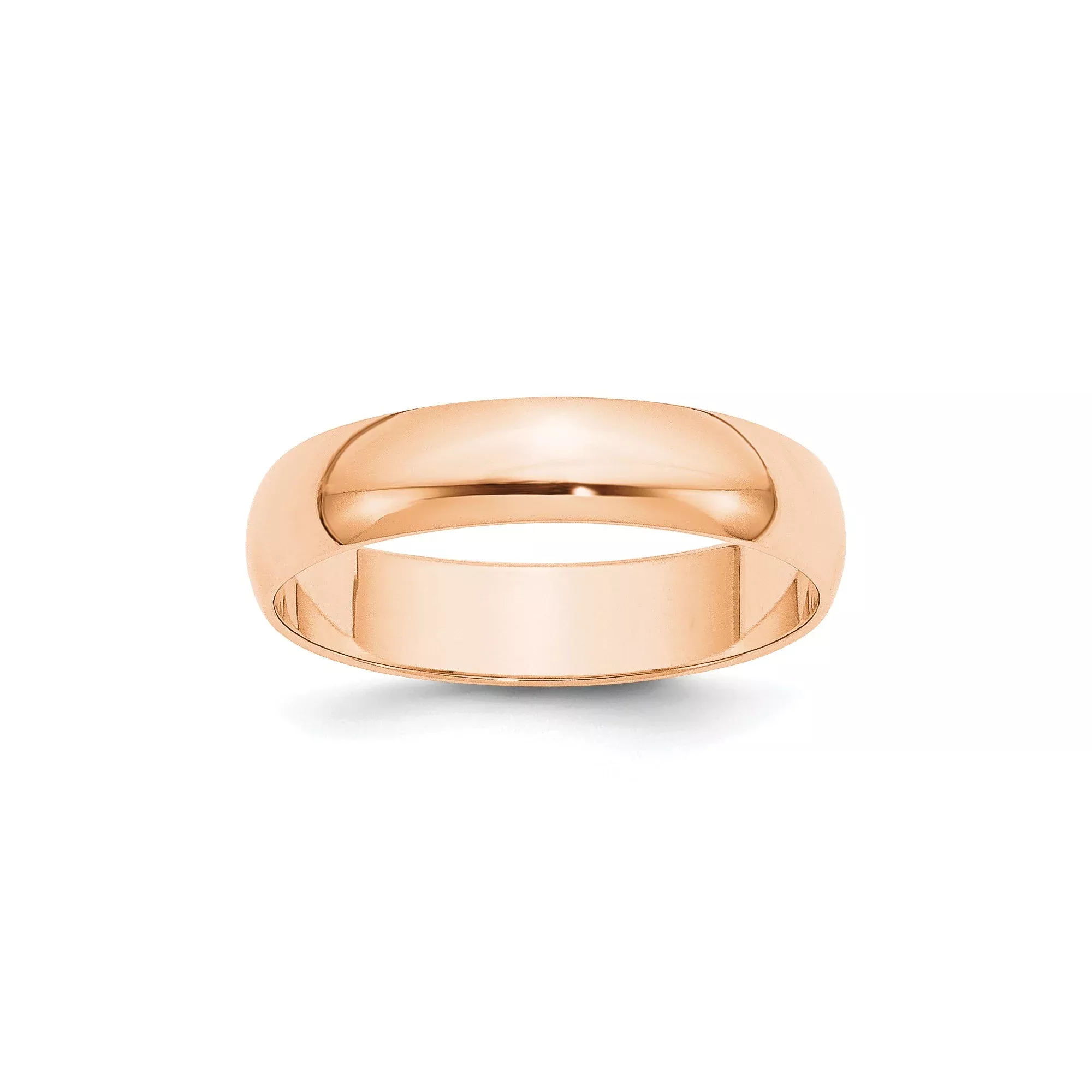 10k Rose Gold Half Round Wedding Band, Lightweight Solid 5 mm