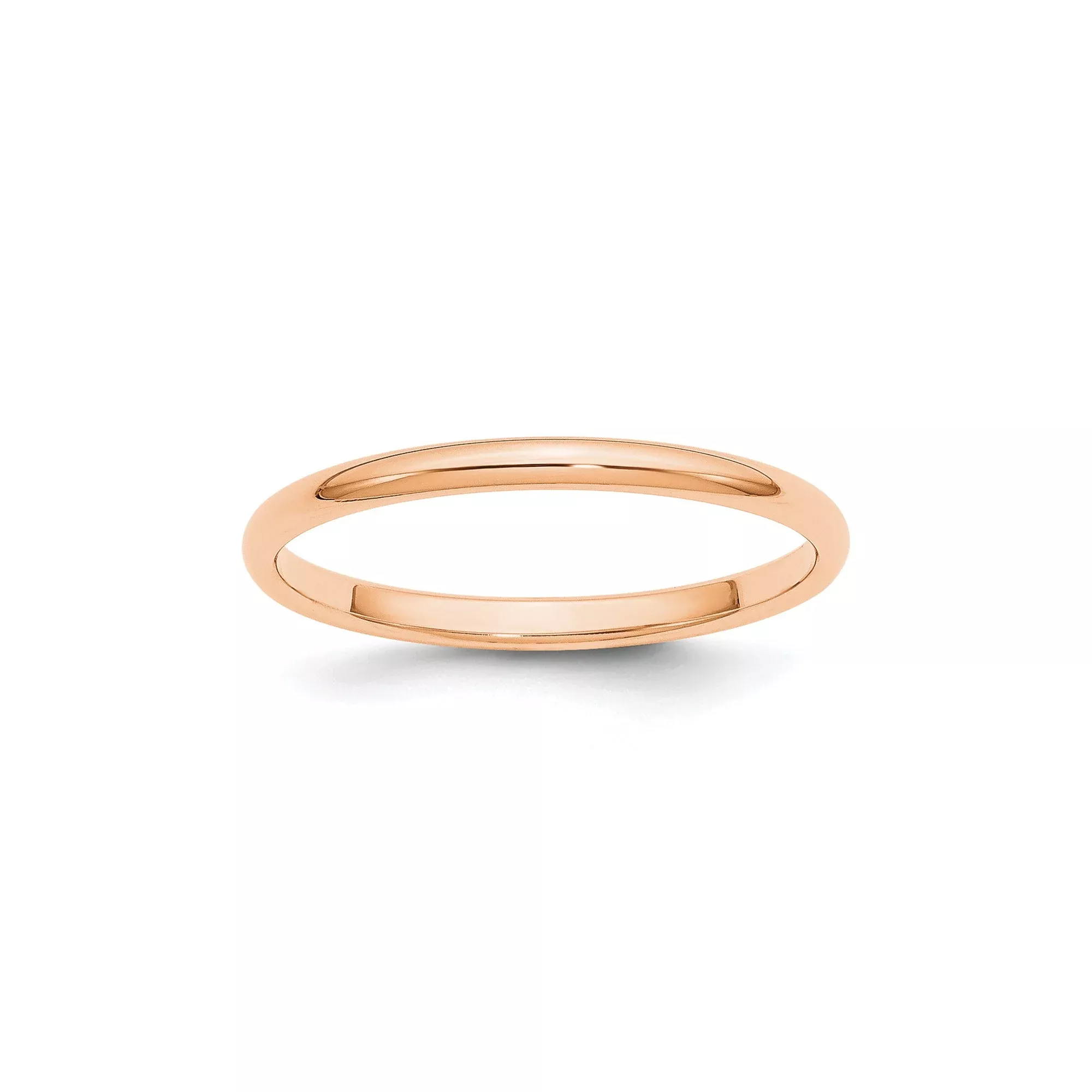 10k Rose Gold Half Round Wedding Band, Solid 2 mm