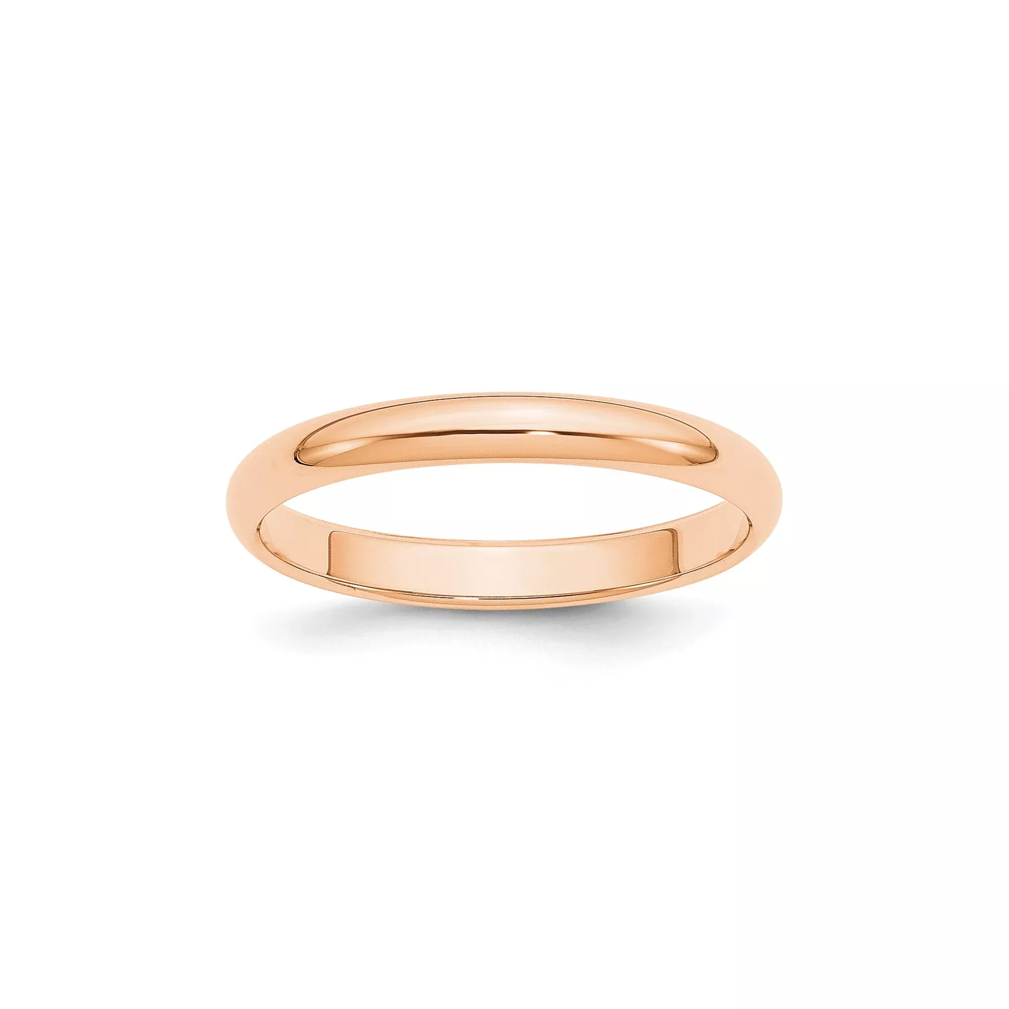 10k Rose Gold Half Round Wedding Band, Solid 3 mm