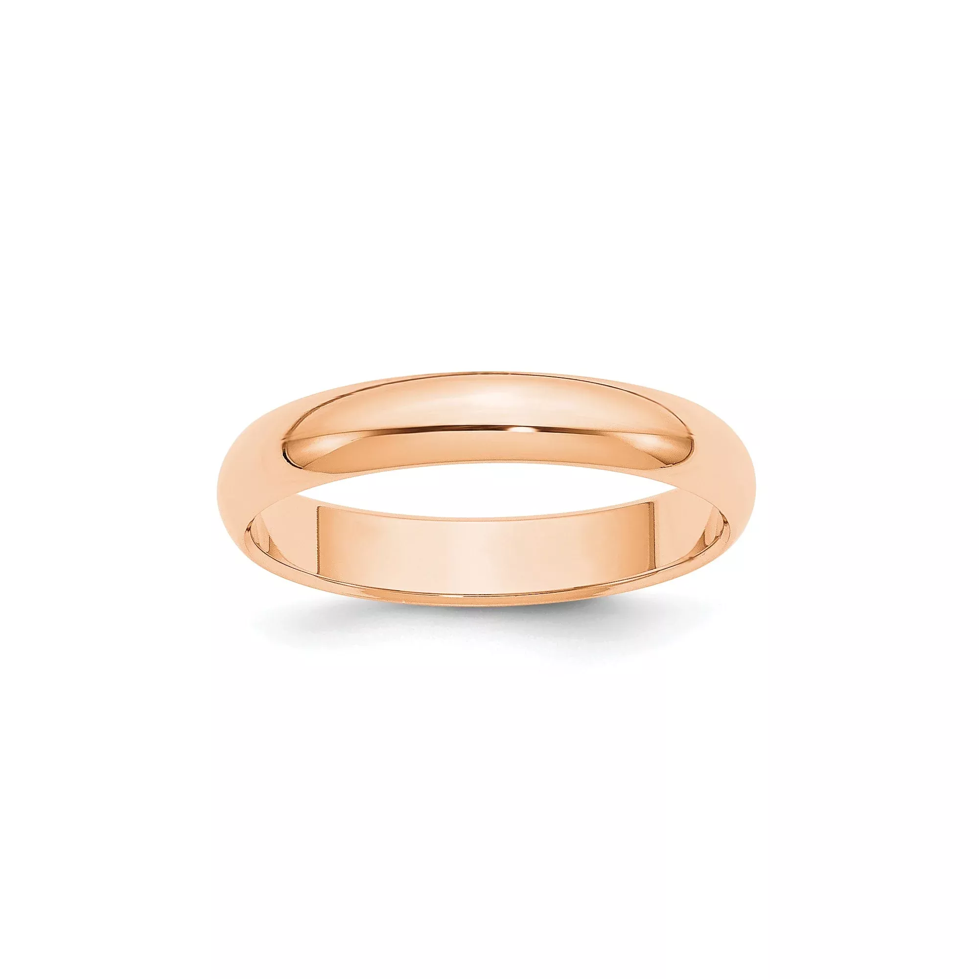 10k Rose Gold Half Round Wedding Band, Solid 4 mm