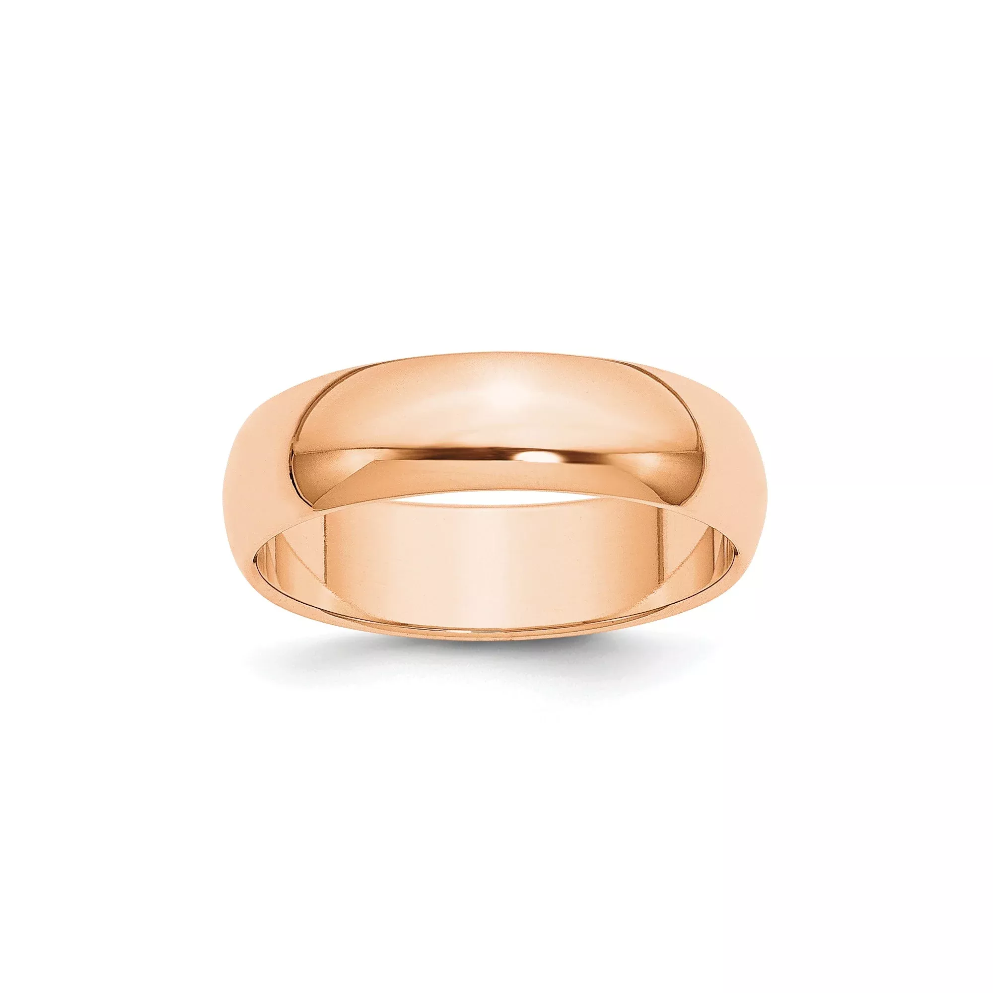 10k Rose Gold Half Round Wedding Band, Solid 6 mm