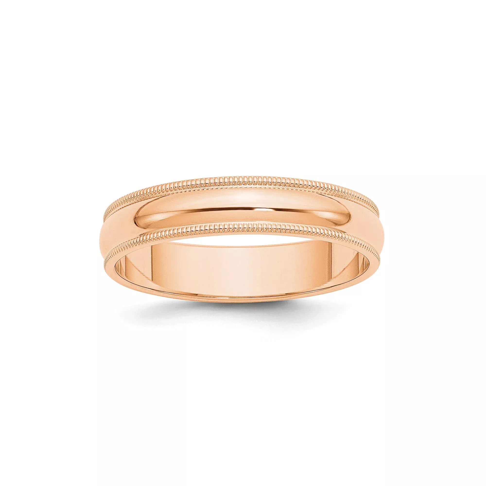 10k Rose Gold Milgrain Wedding Band, Solid Half Round 5 mm
