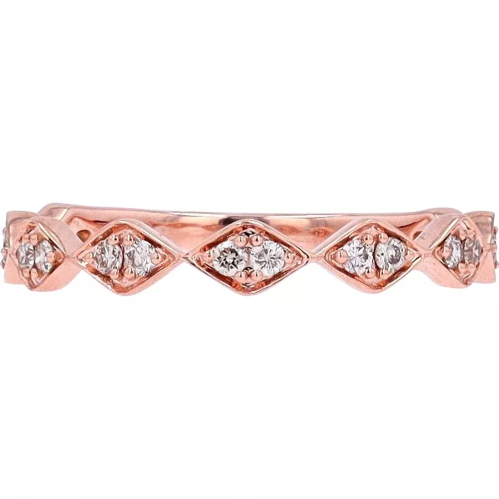 10K Rose Gold Stackable Band with Marquise Accents and 0.22 Carats Total Diamond Weight
