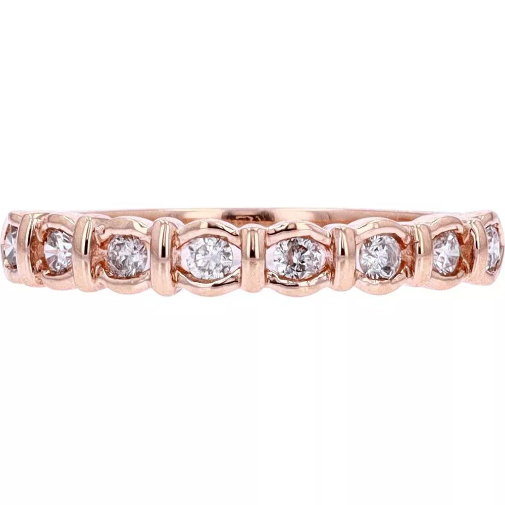 10K Rose Gold Woven Diamond Band with 1/4 Carats Total Diamond Weight