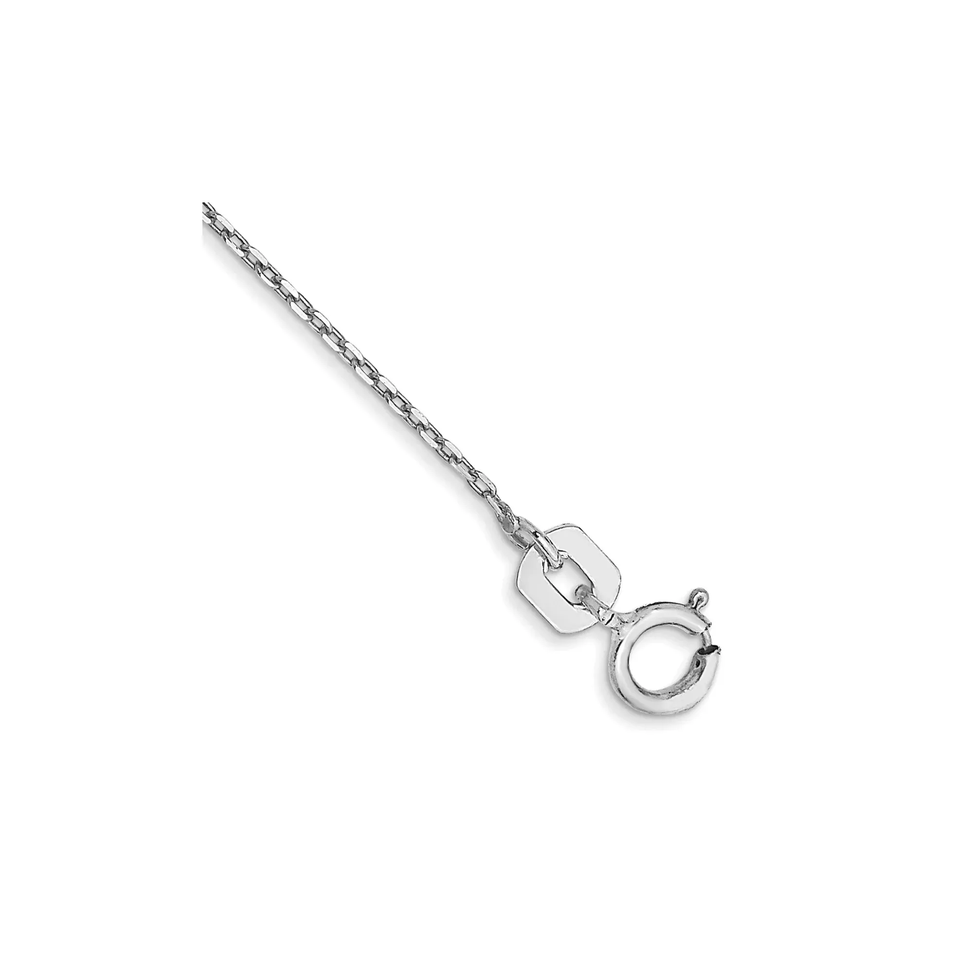 10K White Gold Cable Chain Anklet, 0.8 mm