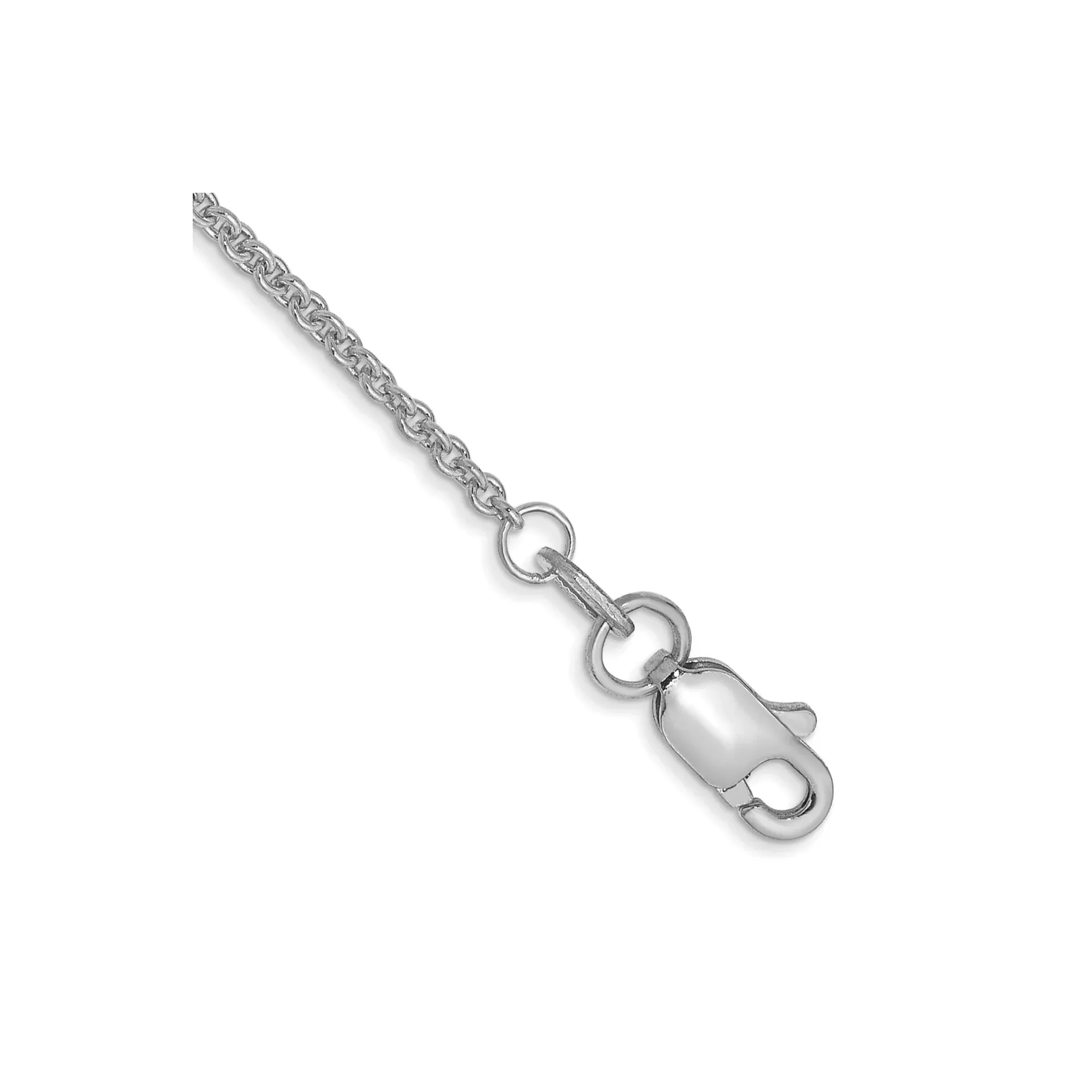 10K White Gold Cable Chain Anklet, 1.4 mm