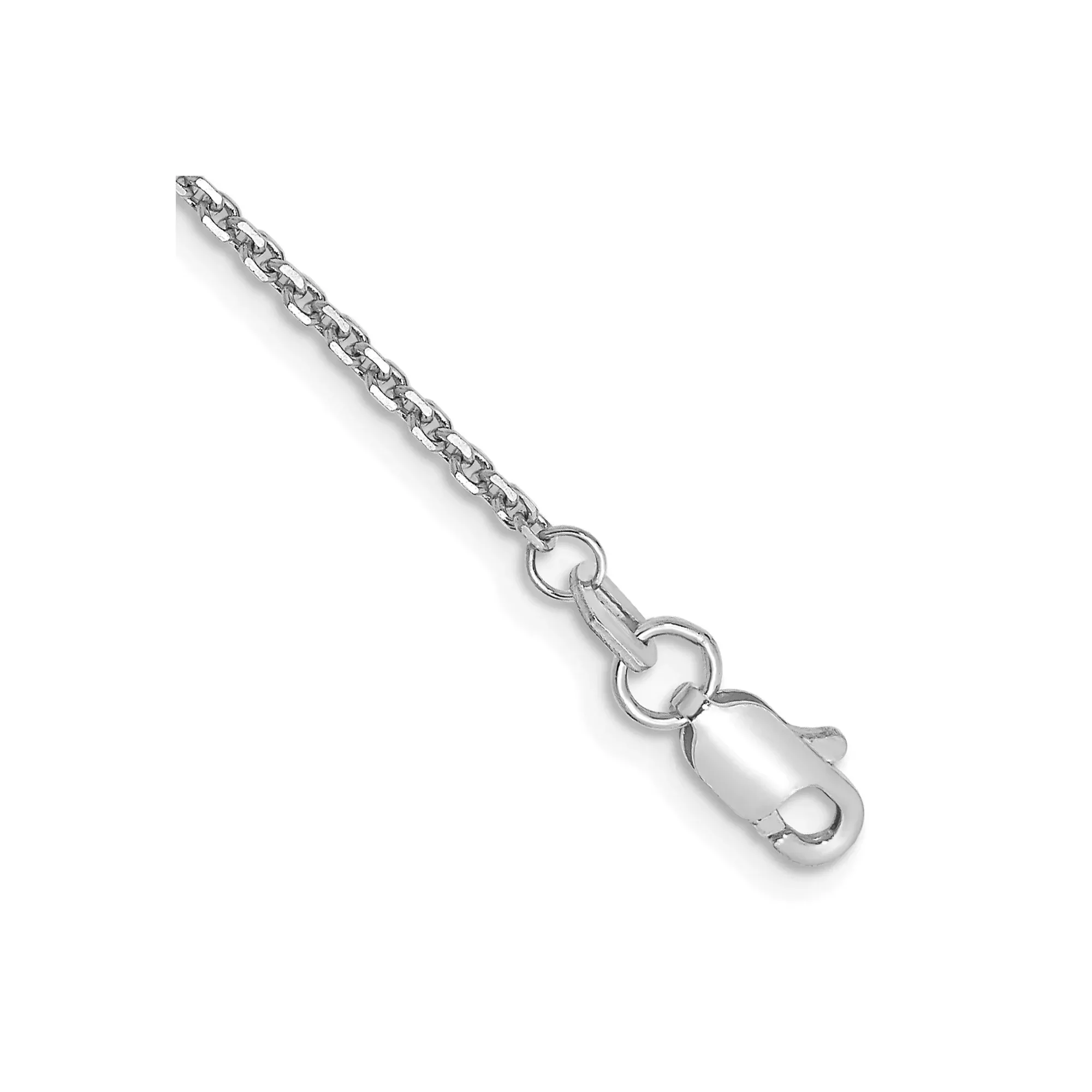 10K White Gold Cable Chain Anklet, 1.45 mm
