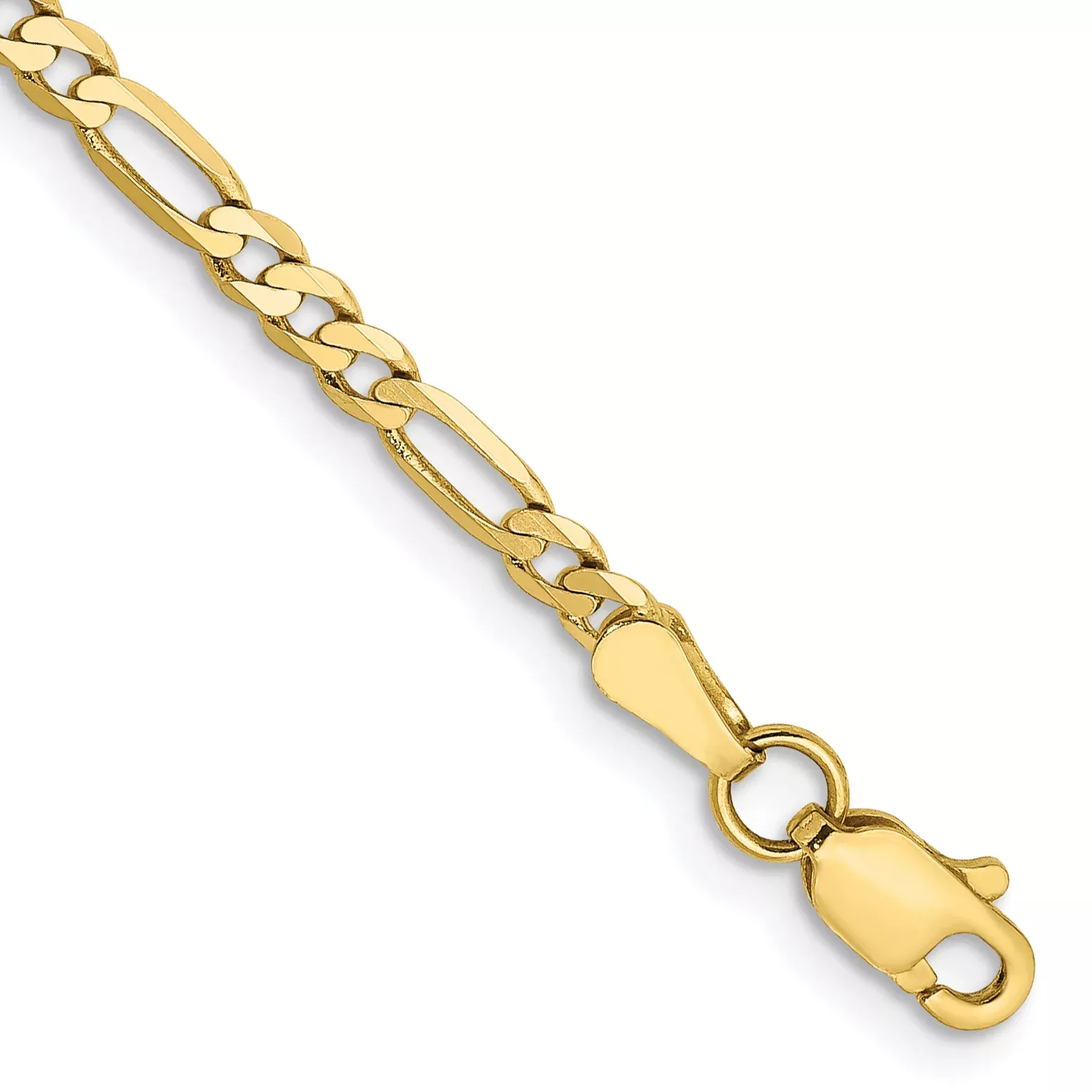 10K Yellow Gold 2.75mm Figaro Chain Bracelet