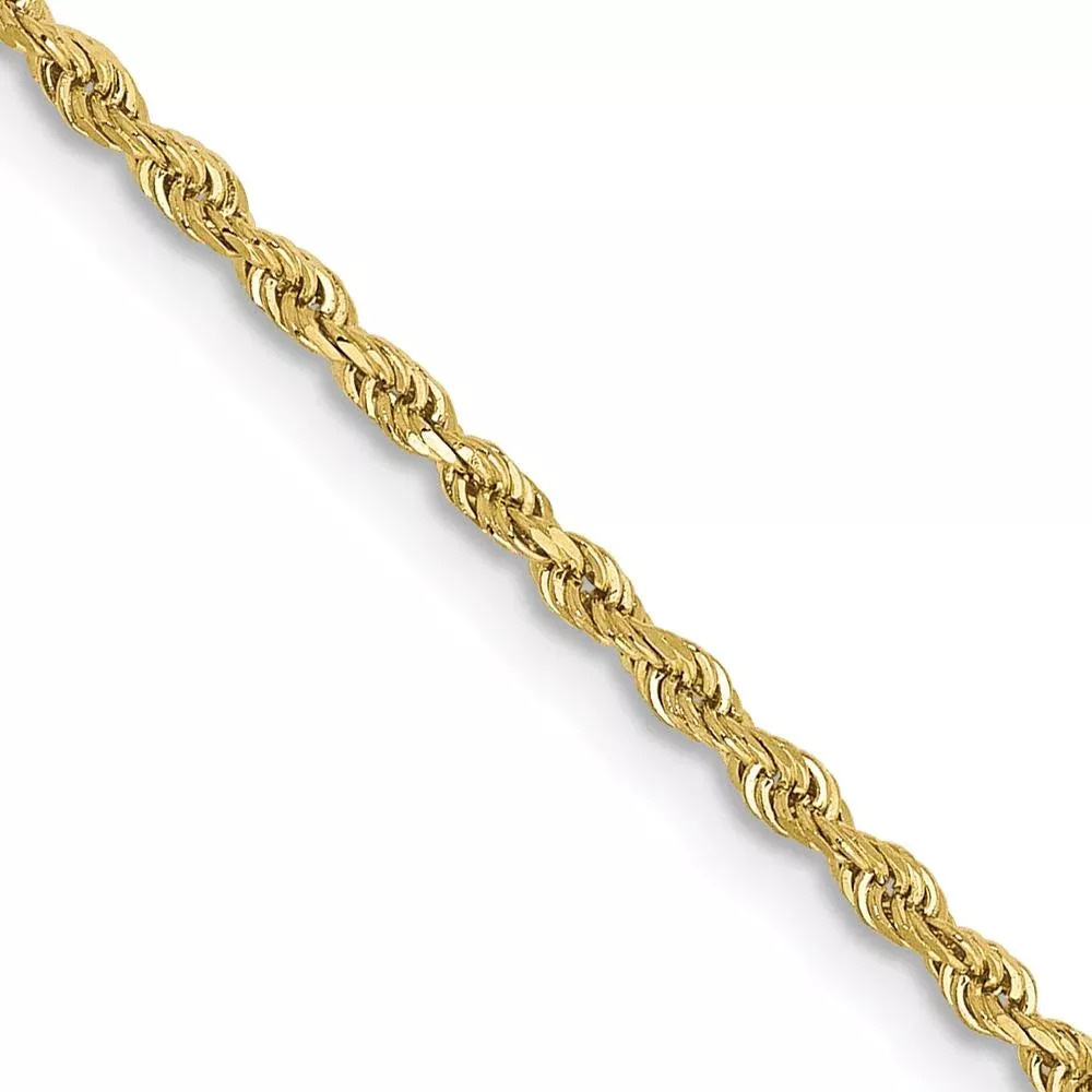 10K Yellow Gold 20" Diamond-Cut Rope Chain Necklace - 1.5mm Width by Oro Pregiato