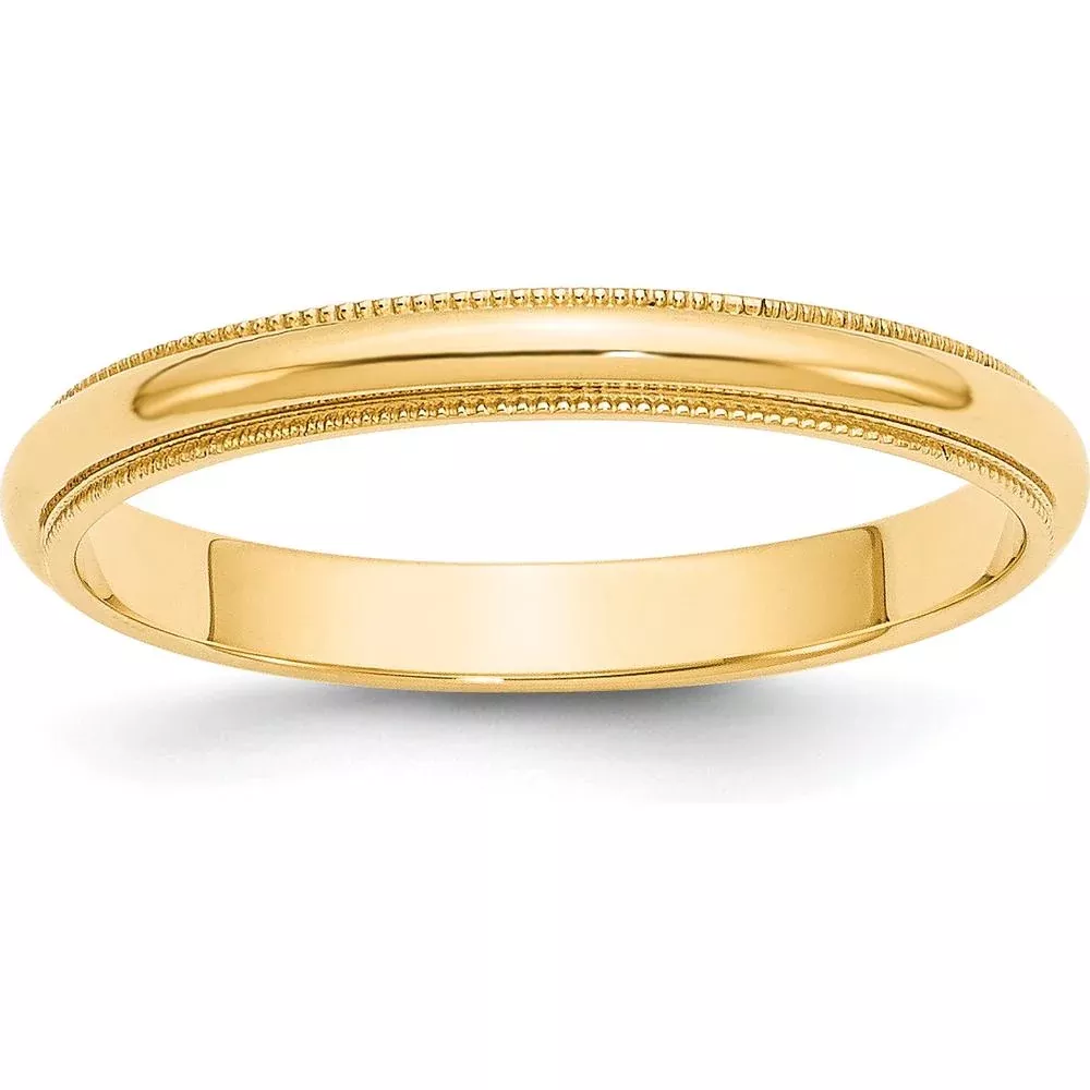 10K Yellow Gold 3mm Milgrain Half Round Wedding Band - Size 7 by Luciano & Cie