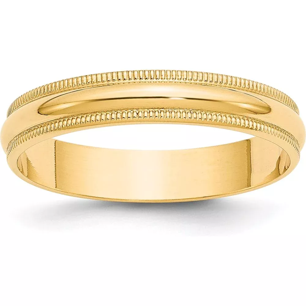 10K Yellow Gold 4mm Lightweight Milgrain Half Round Wedding Band - Size 10 by Luciano & Cie