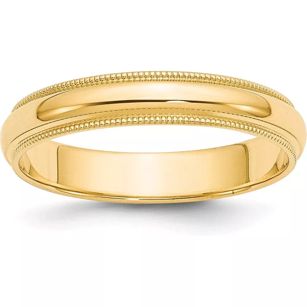 10K Yellow Gold 4mm Milgrain Half Round Wedding Band by Luciano & Cie