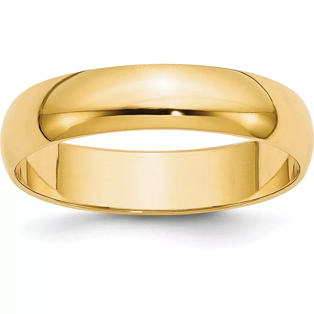 10K Yellow Gold 5mm Lightweight Half Round Wedding Band Size 12 by Luciano & Cie