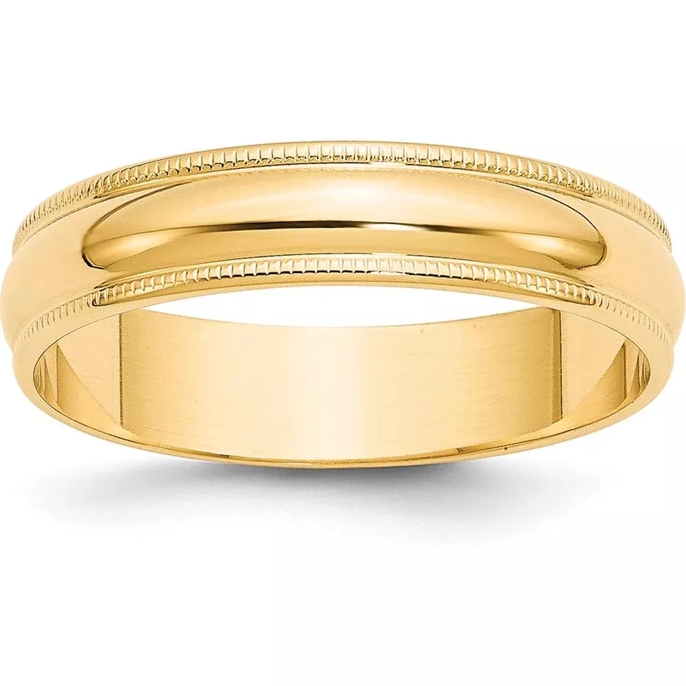 10K Yellow Gold 5mm Lightweight Milgrain Half Round Wedding Band Size 9 by Luciano & Cie