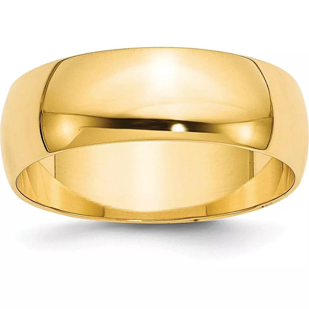 10K Yellow Gold 7mm Lightweight Half Round Wedding Band Size 9 by Luciano & Cie