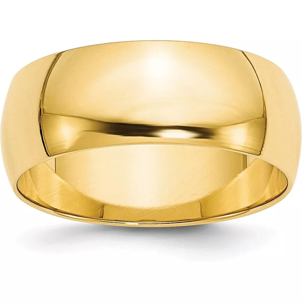 10K Yellow Gold 8mm Lightweight Half Round Wedding Band - Size 13.5 by Luciano & Cie