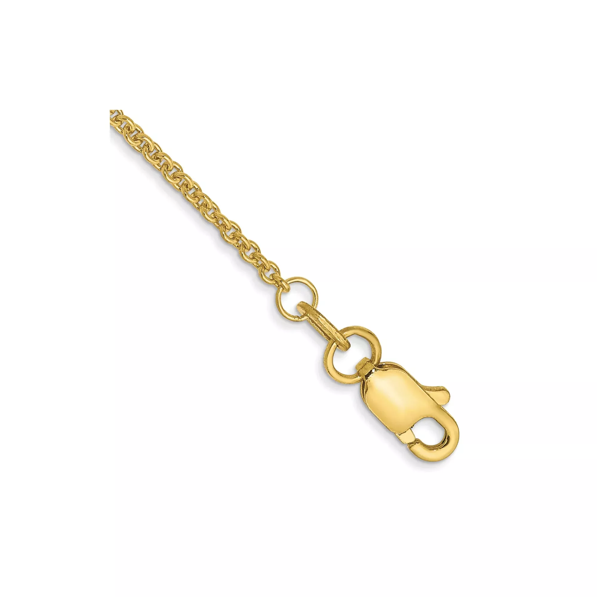 10K Yellow Gold Cable Chain Anklet, 1.4 mm