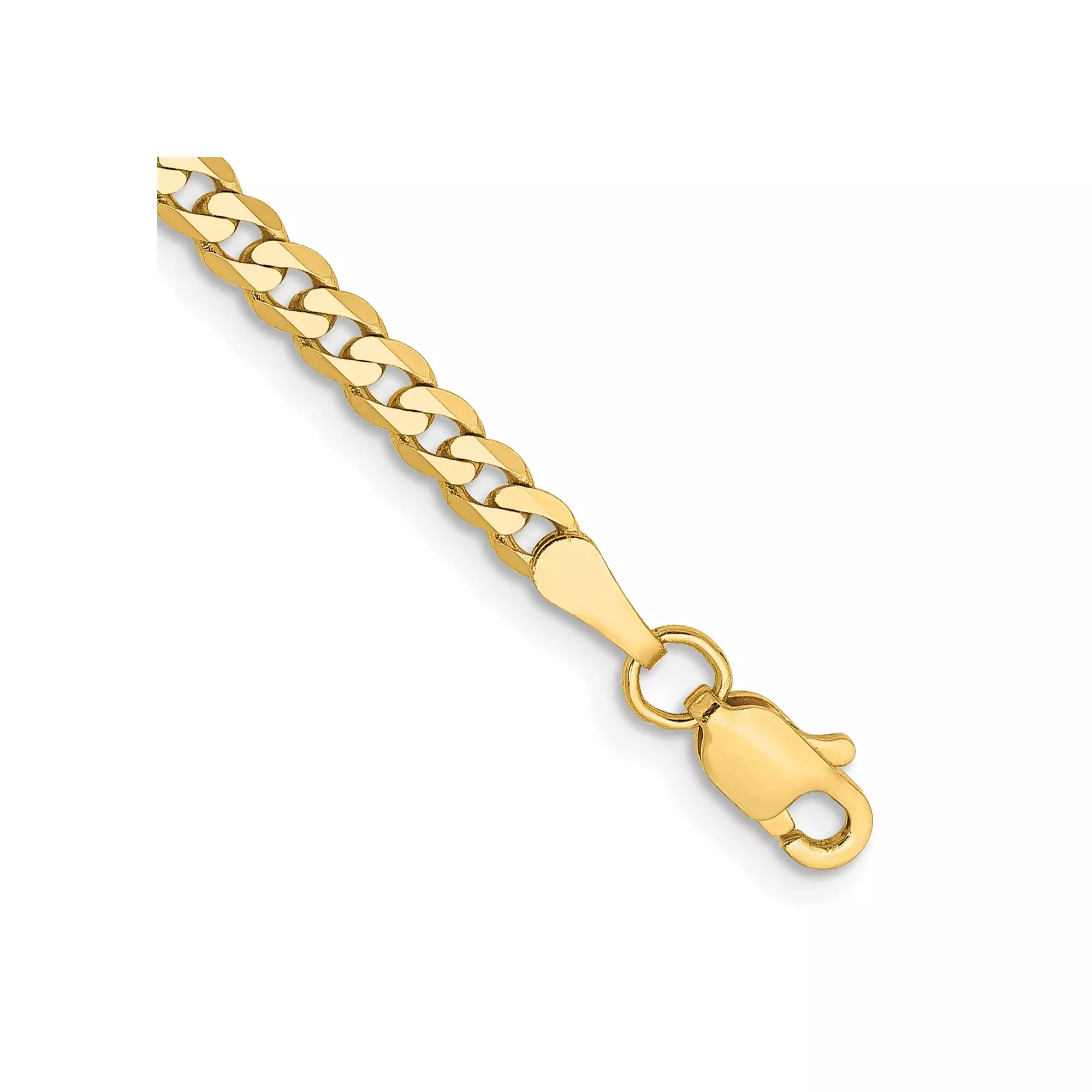 10K Yellow Gold Curb Chain Anklet, 2.9 mm