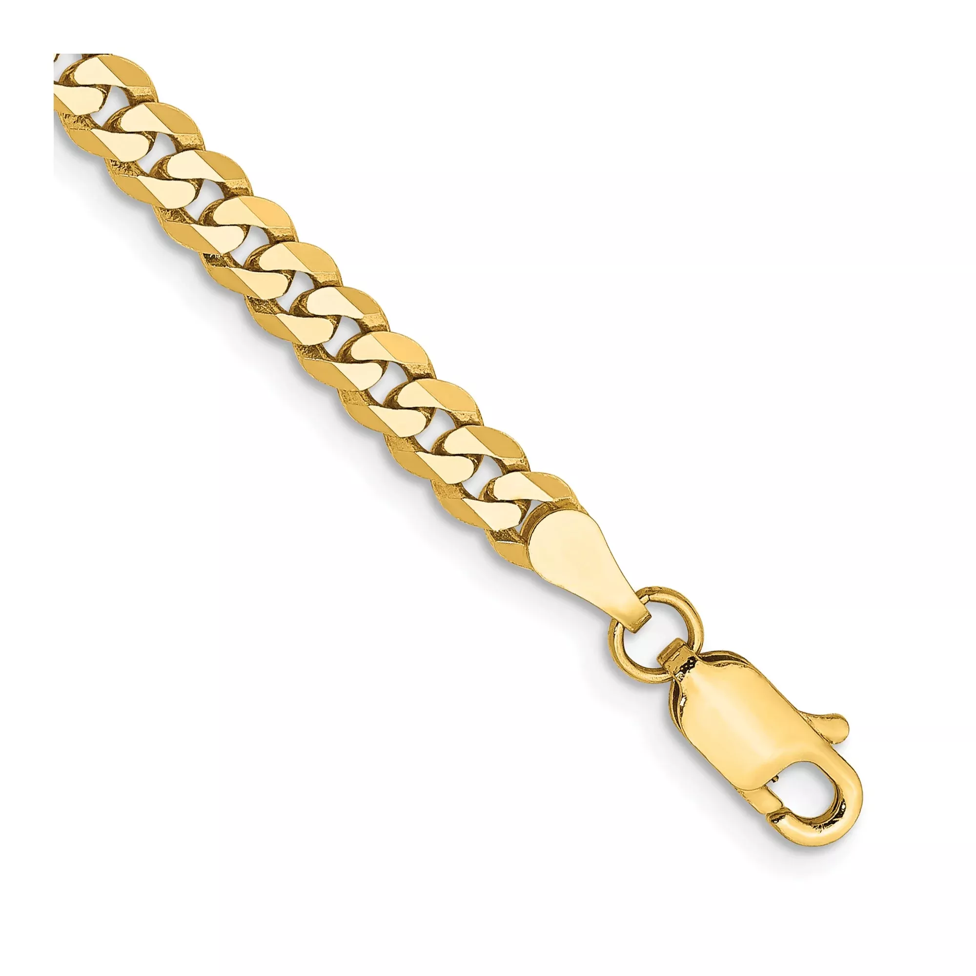 10K Yellow Gold Curb Chain Anklet, 3.9 mm