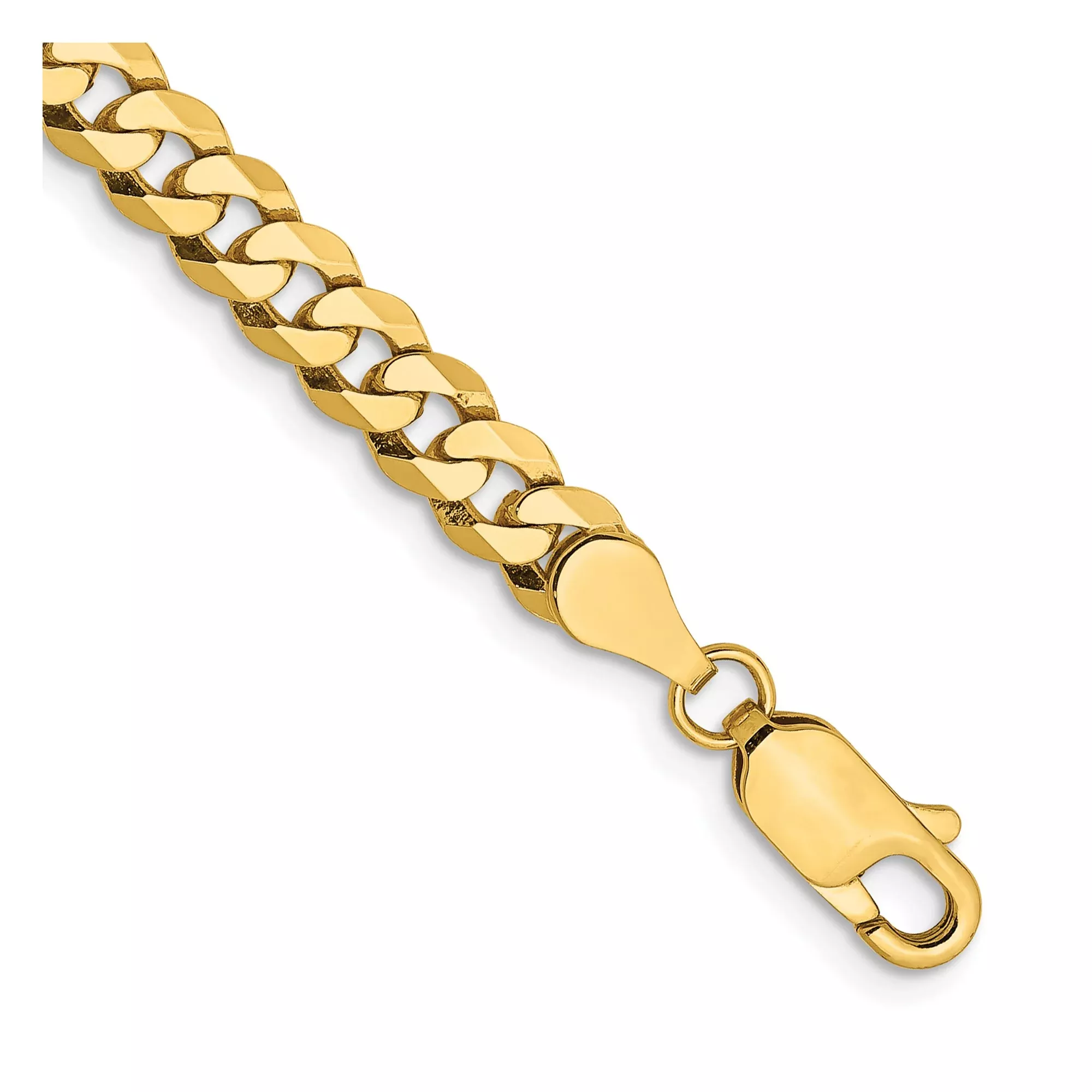 10K Yellow Gold Curb Chain Anklet, 4.75 mm