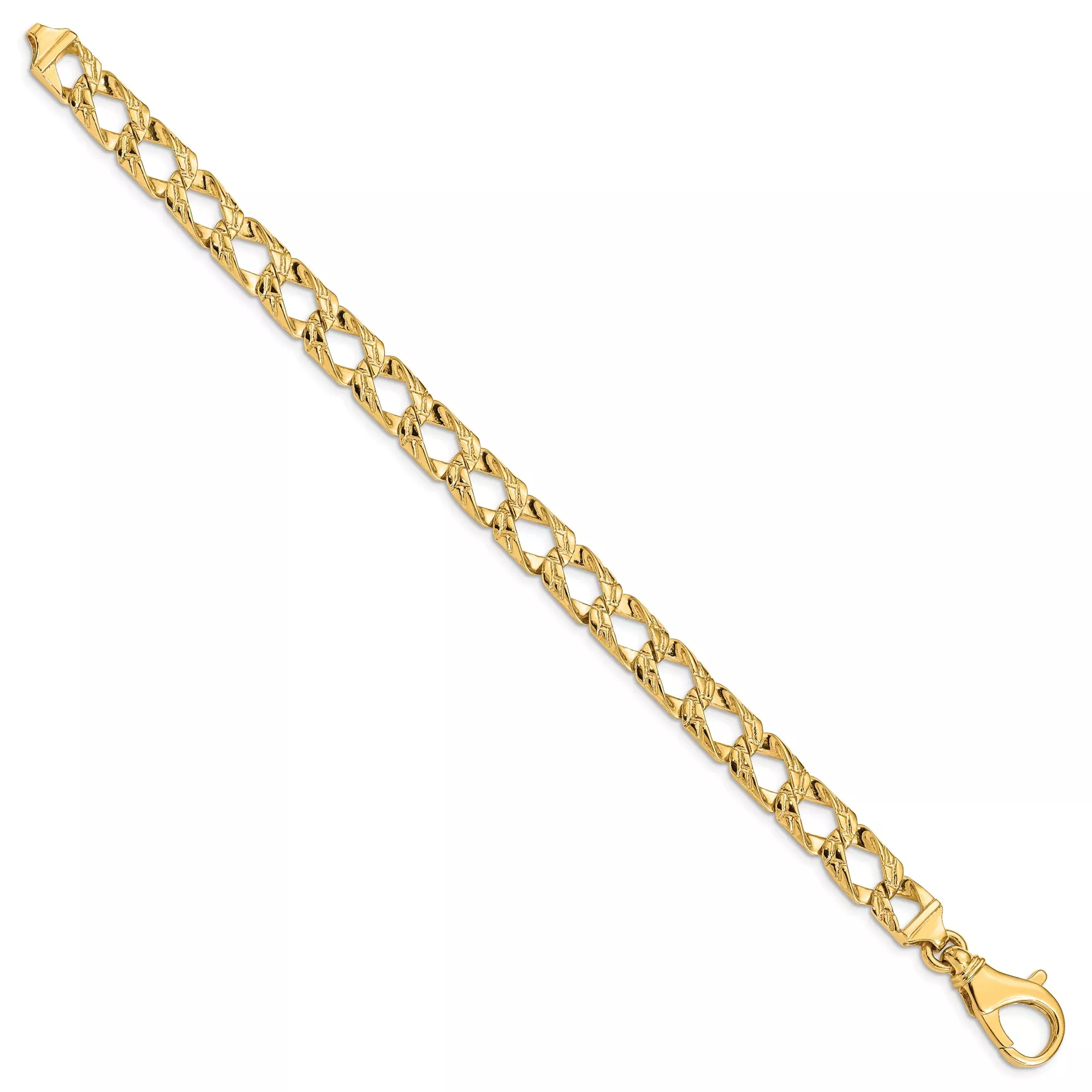 10K Yellow Gold Fancy Chain Anklet, 8.6 mm